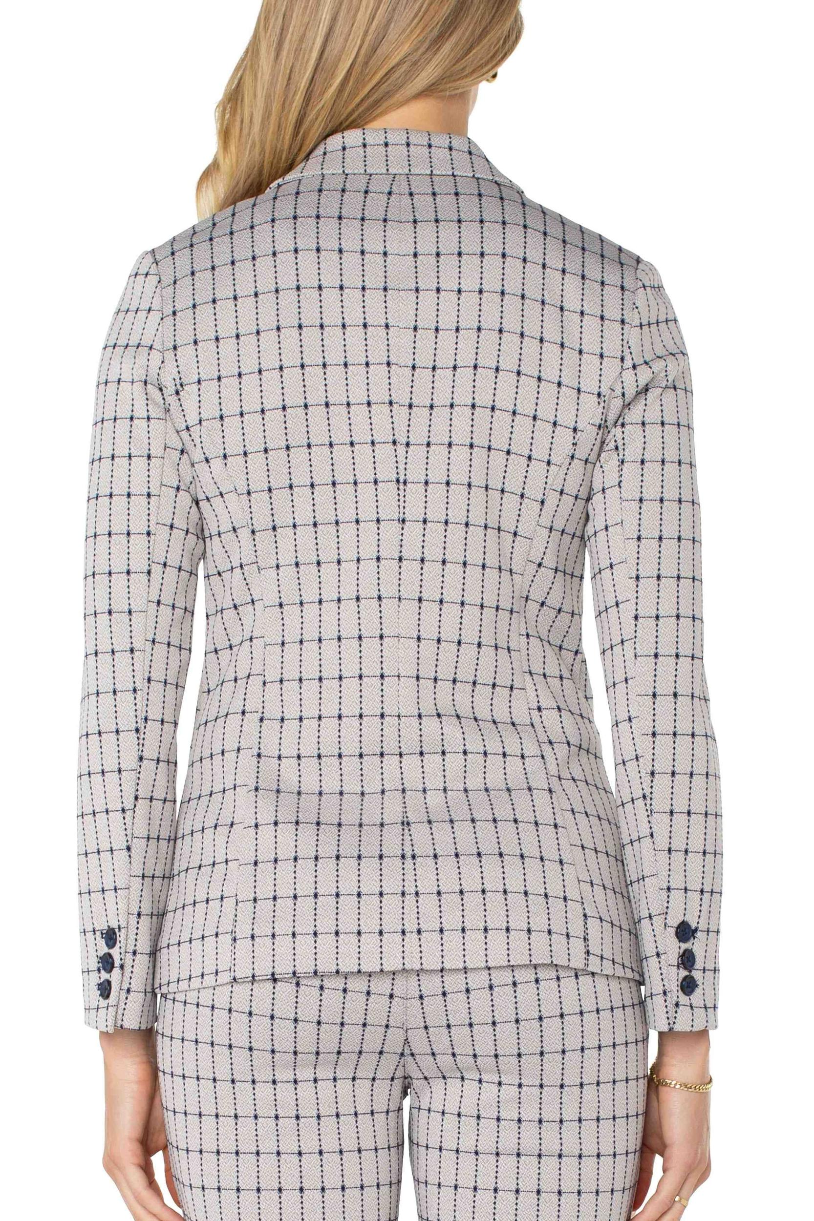 Fitted Blazer- Navy Taupe Grid Product Image