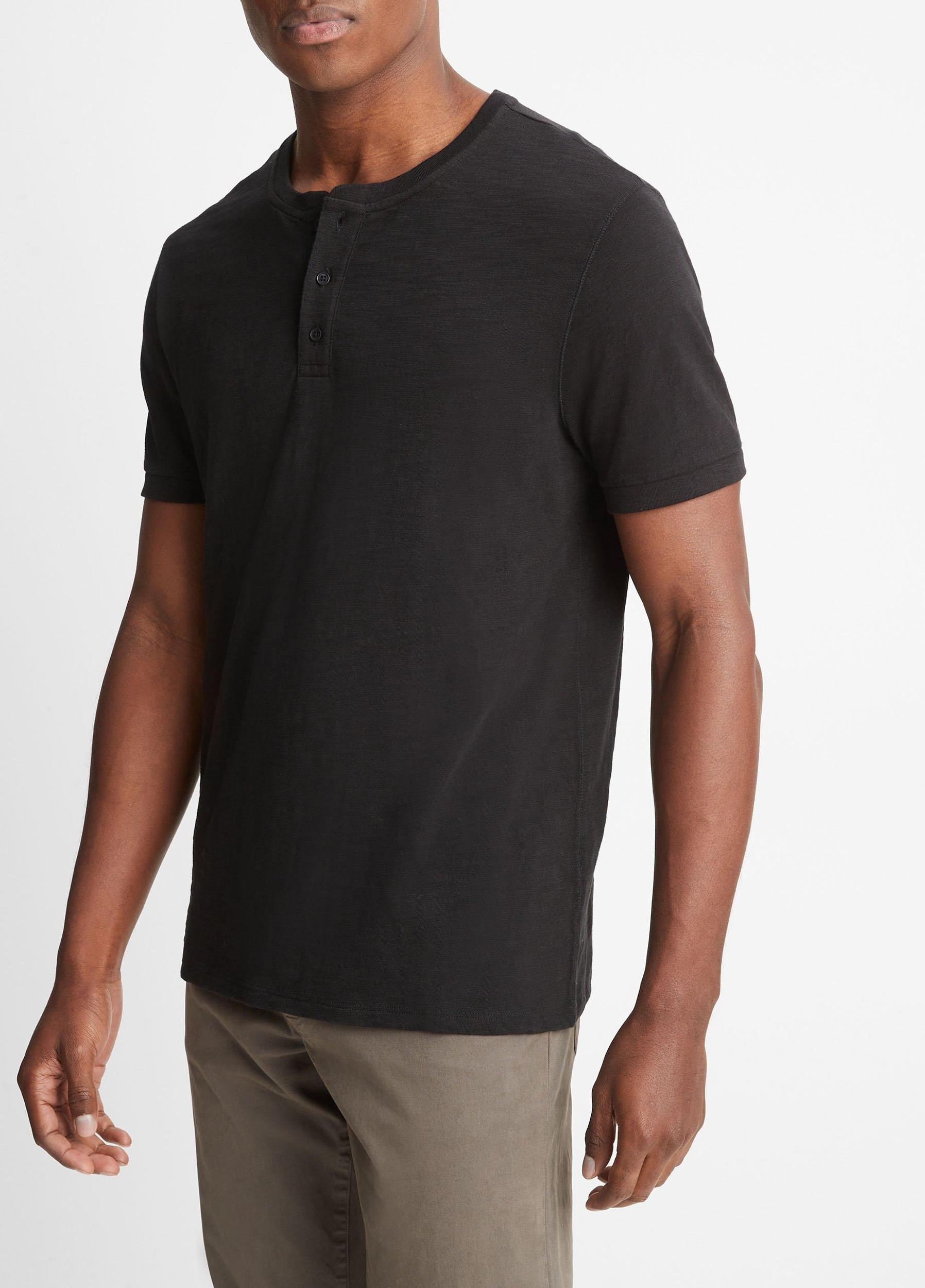Slub Cotton Short Sleeve Henley Product Image