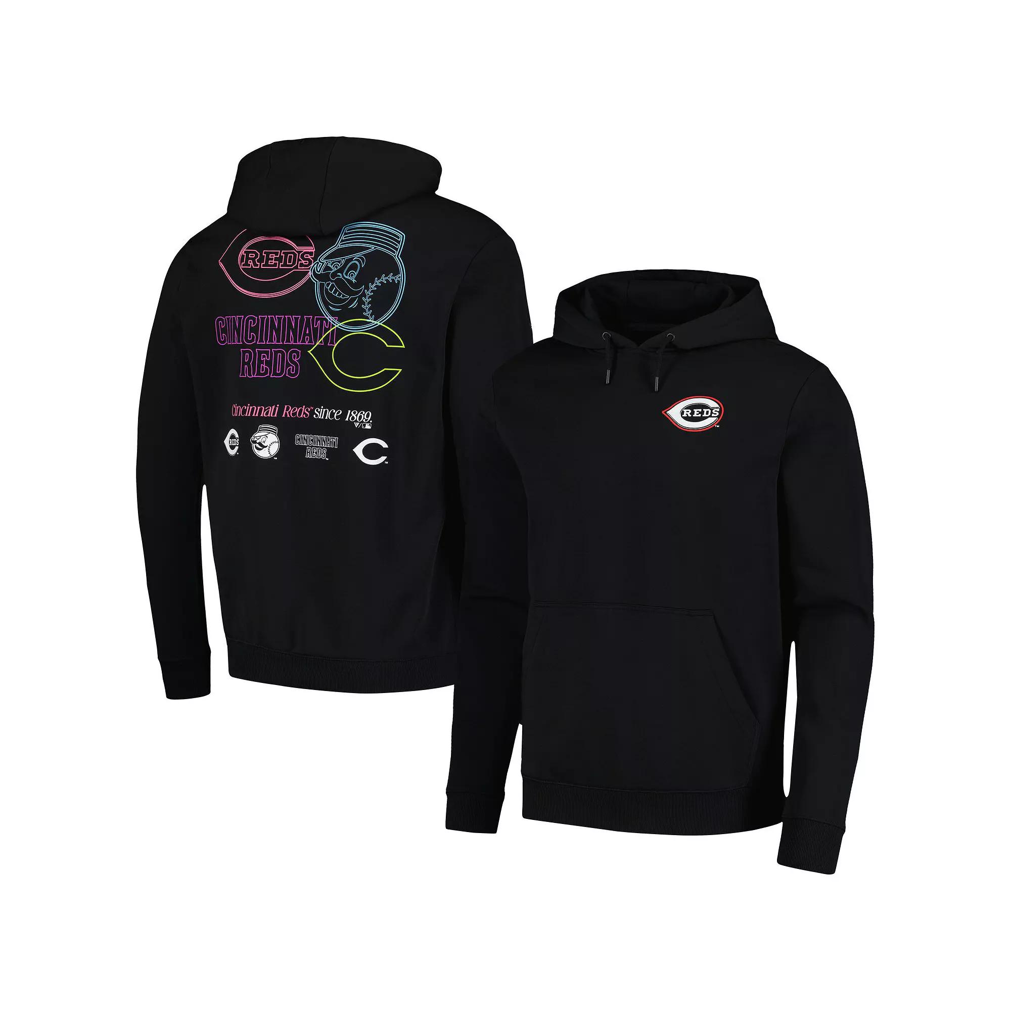 Men's Levelwear Black Cincinnati Reds Podium Vintage Pullover Hoodie,  Product Image