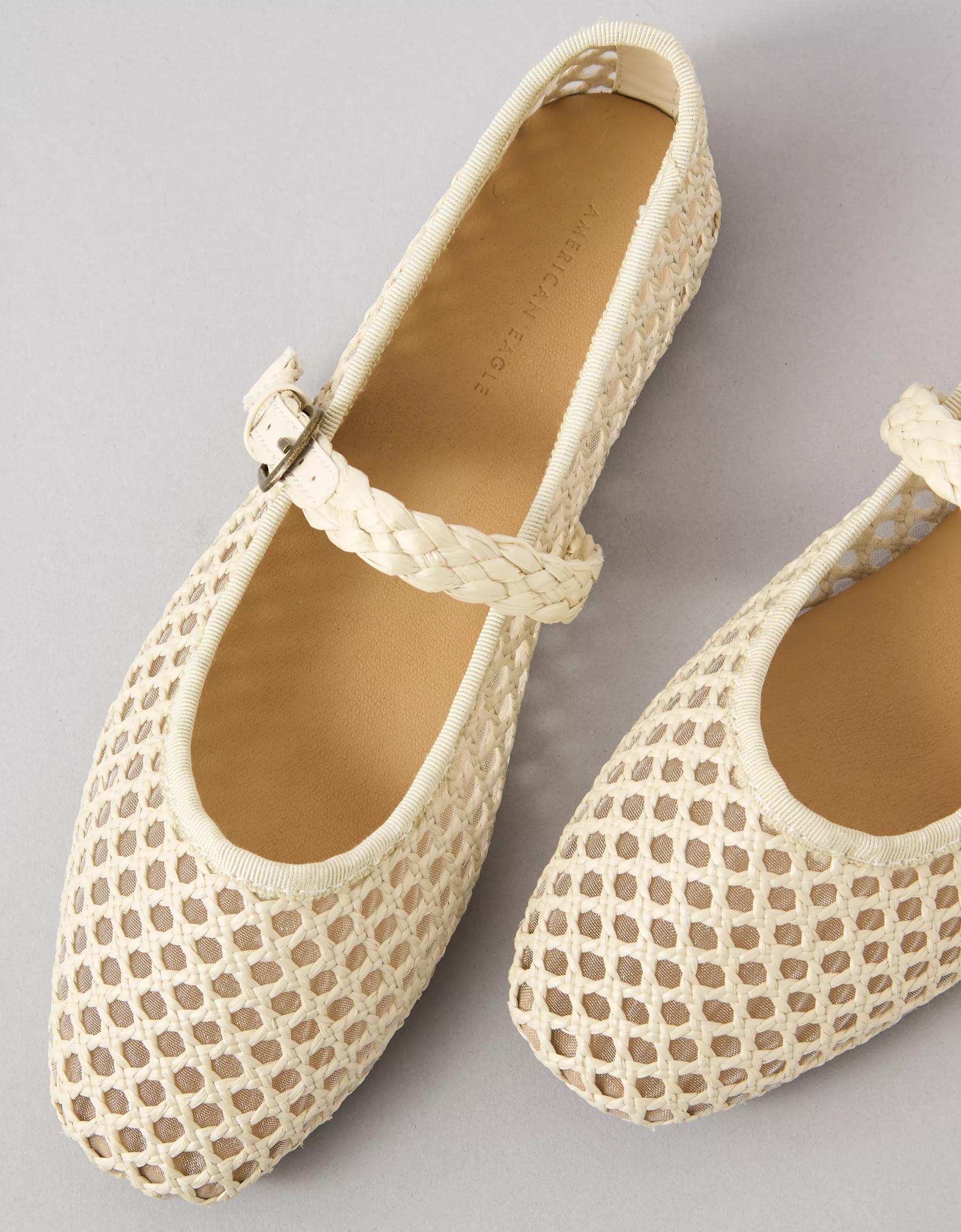 AE Raffia Mesh Mary Jane Flats Product Image