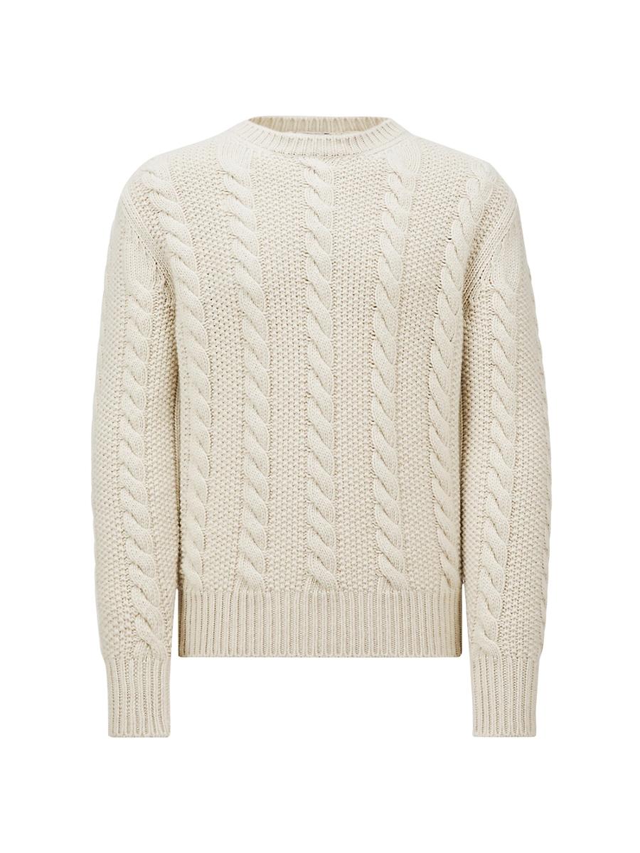 Mens Cashmere Cable Knit Sweater Product Image