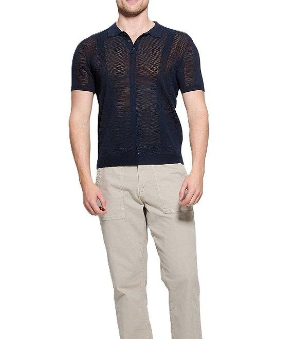 Guess Short Sleeve Mesh Stripe Rib Elijah Polo Shirt Product Image