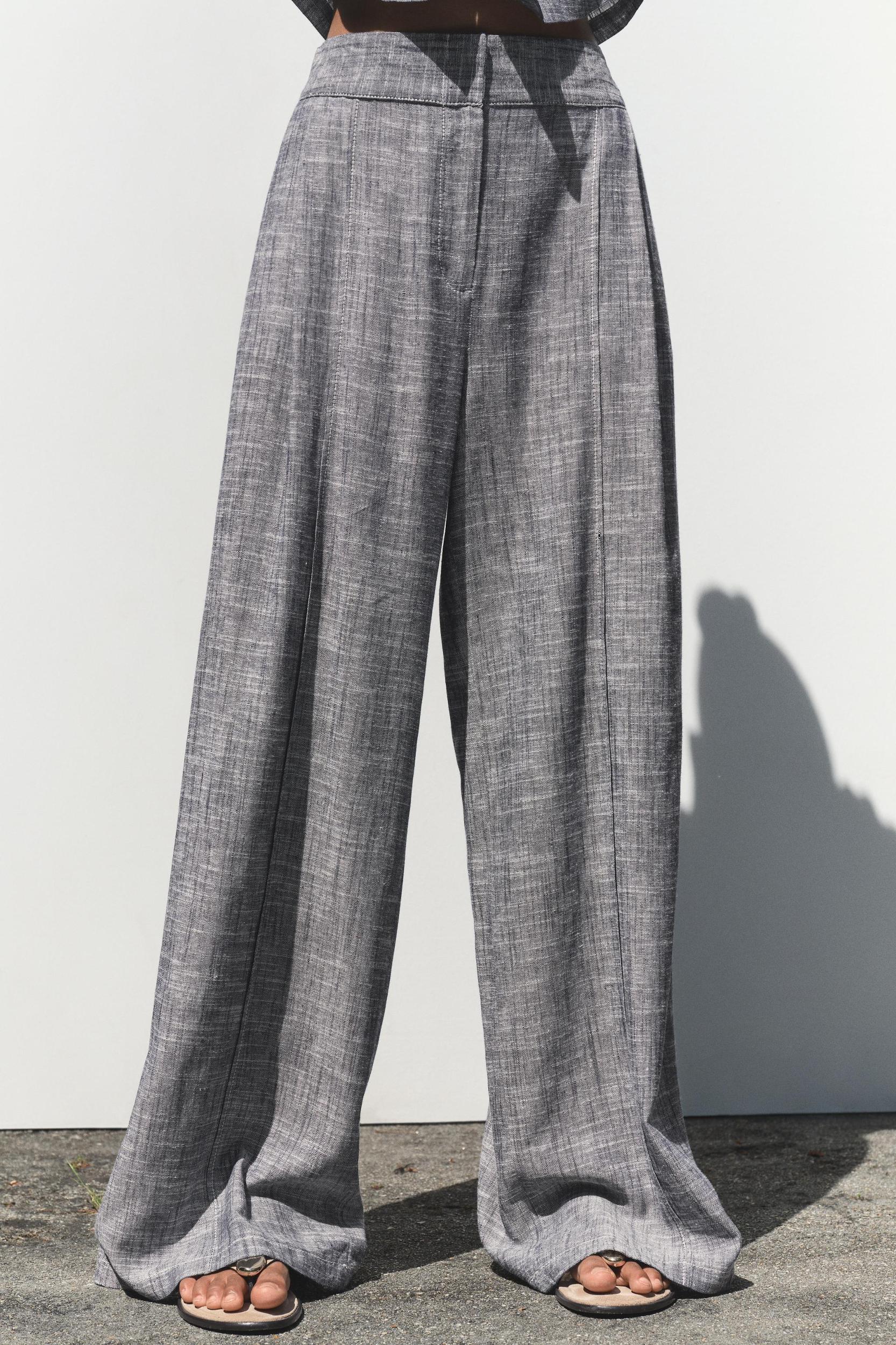 WIDE LEG LINEN PANTS Product Image
