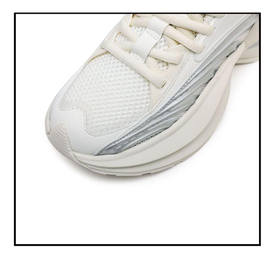 Platform Mesh Panel Lace-Up Sneakers Product Image