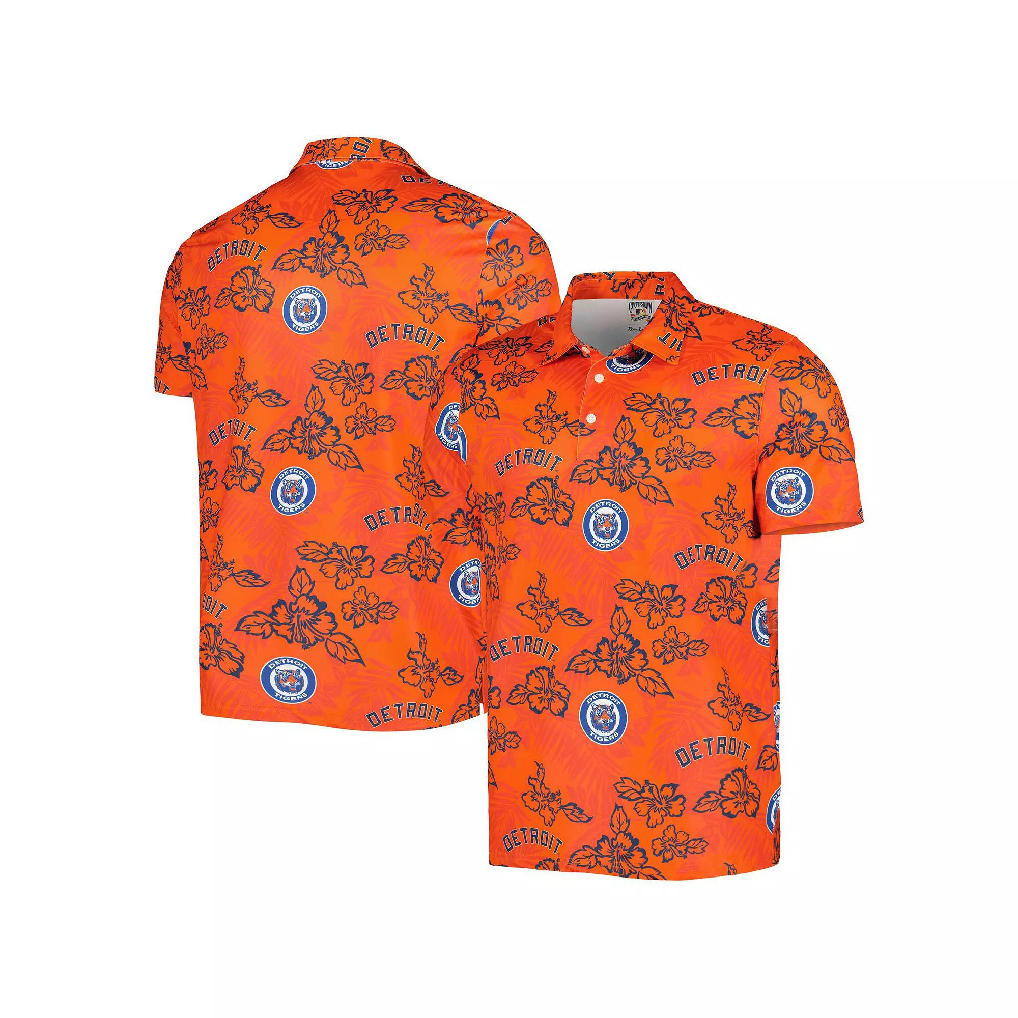 Men's Reyn Spooner Orange Detroit Tigers Cooperstown Collection Puamana Print Polo,  Product Image