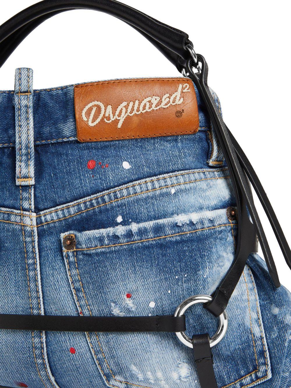 leather-trim denim tote bag Product Image