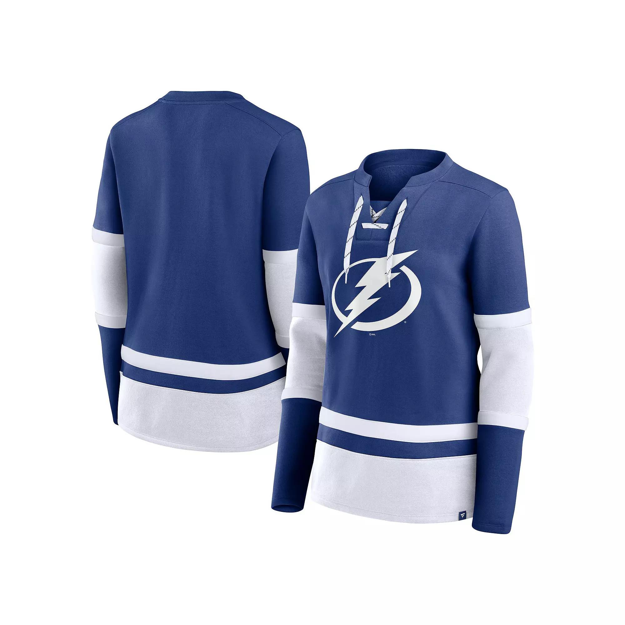 Women's Fanatics Blue Tampa Bay Lightning Prime Time Lace-Up Long Sleeve T-Shirt, Size: Small, Lgh Blue Product Image
