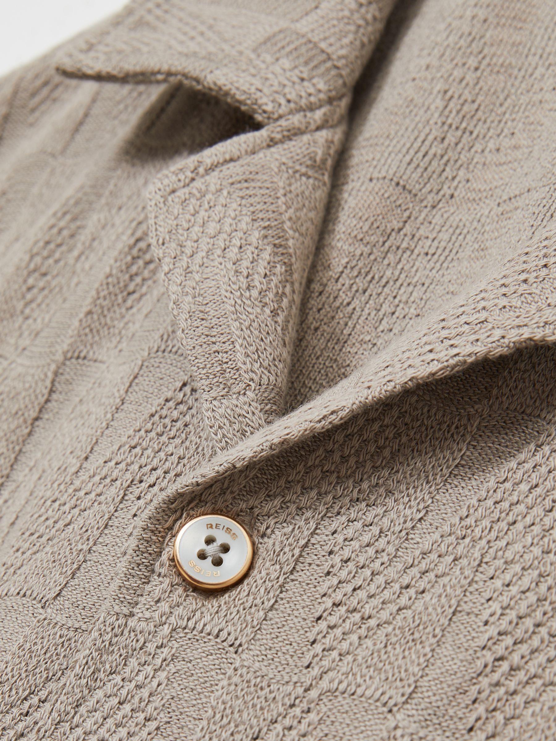 Cotton Textured Cuban-Collar Shirt in Mink Brown Product Image