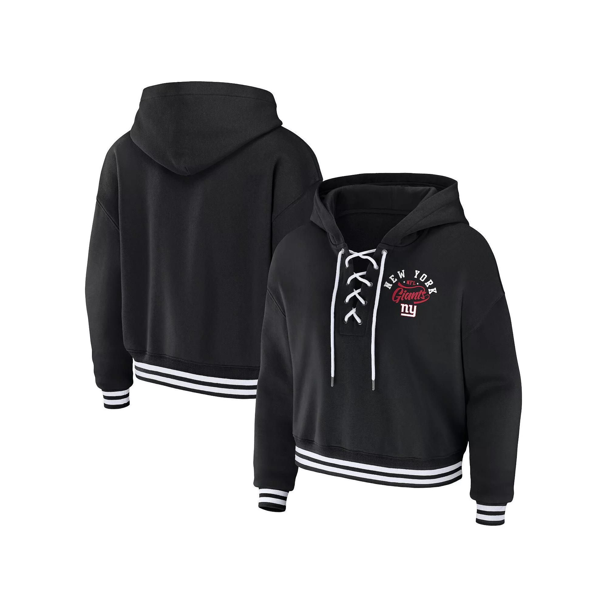 Women's WEAR by Erin Andrews  Black New York Giants Lace-Up Pullover Hoodie, Size: XL Product Image