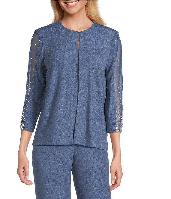 Alex Evenings 3/4 Sleeve Metallic Knit Twinset Product Image