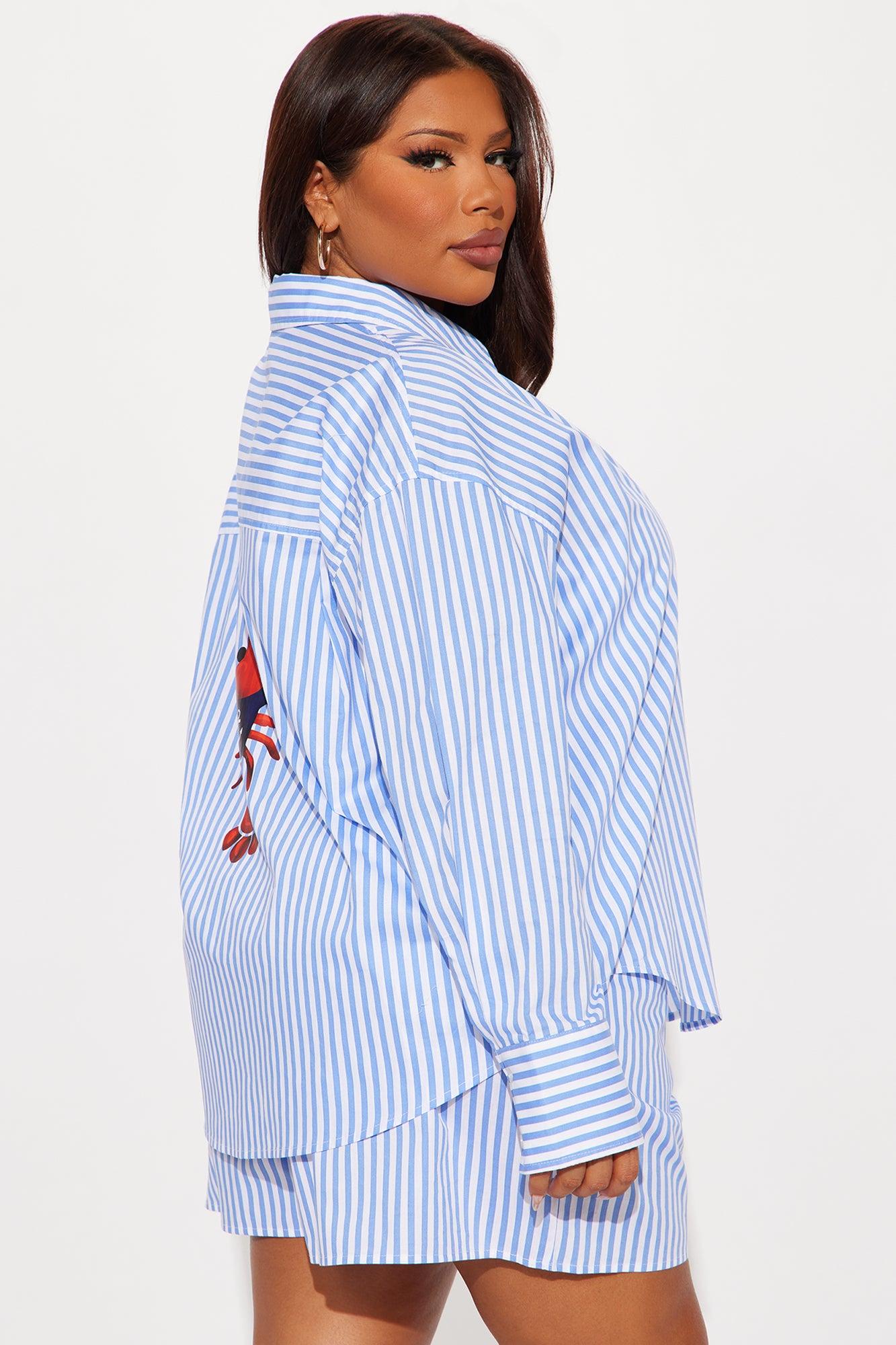 Salty Lobster Poplin Short Set - Blue/combo Product Image