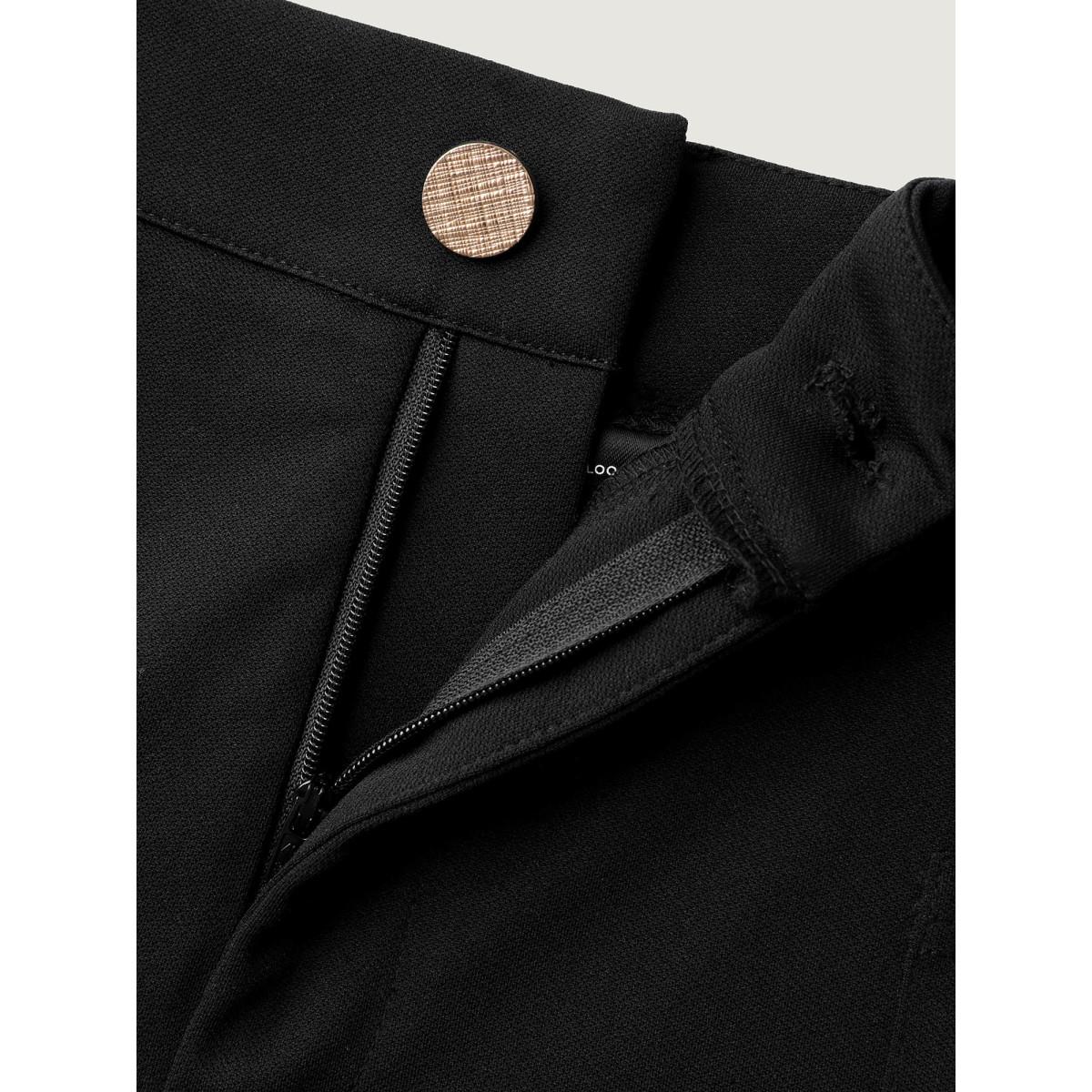 Plus Size Pockets Wide-Leg Solid Pants Women Black At the Office Wide Leg Mid Rise Work Pants BloomChic 14-16/1X Product Image