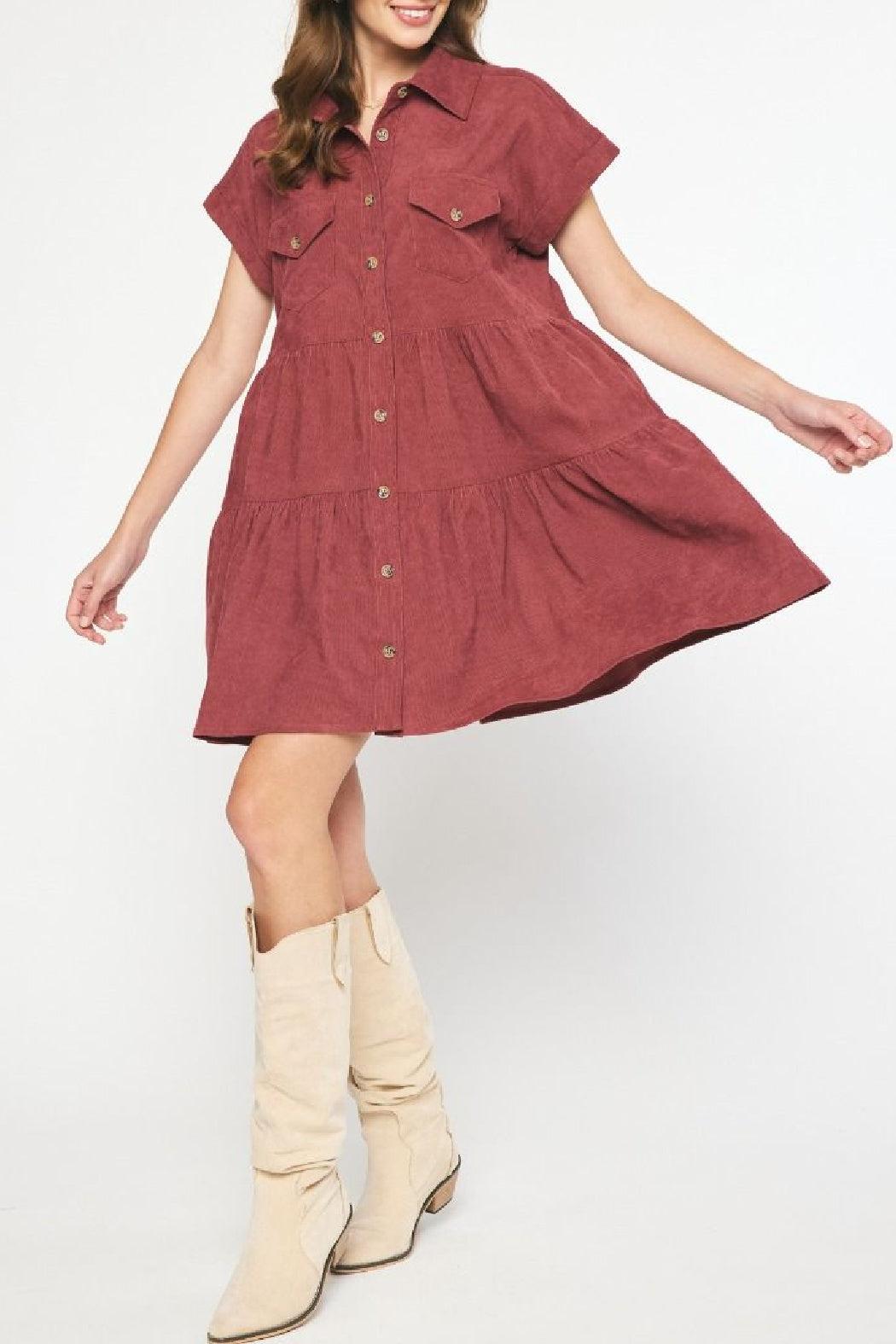 Tiered Corduroy Dress Product Image