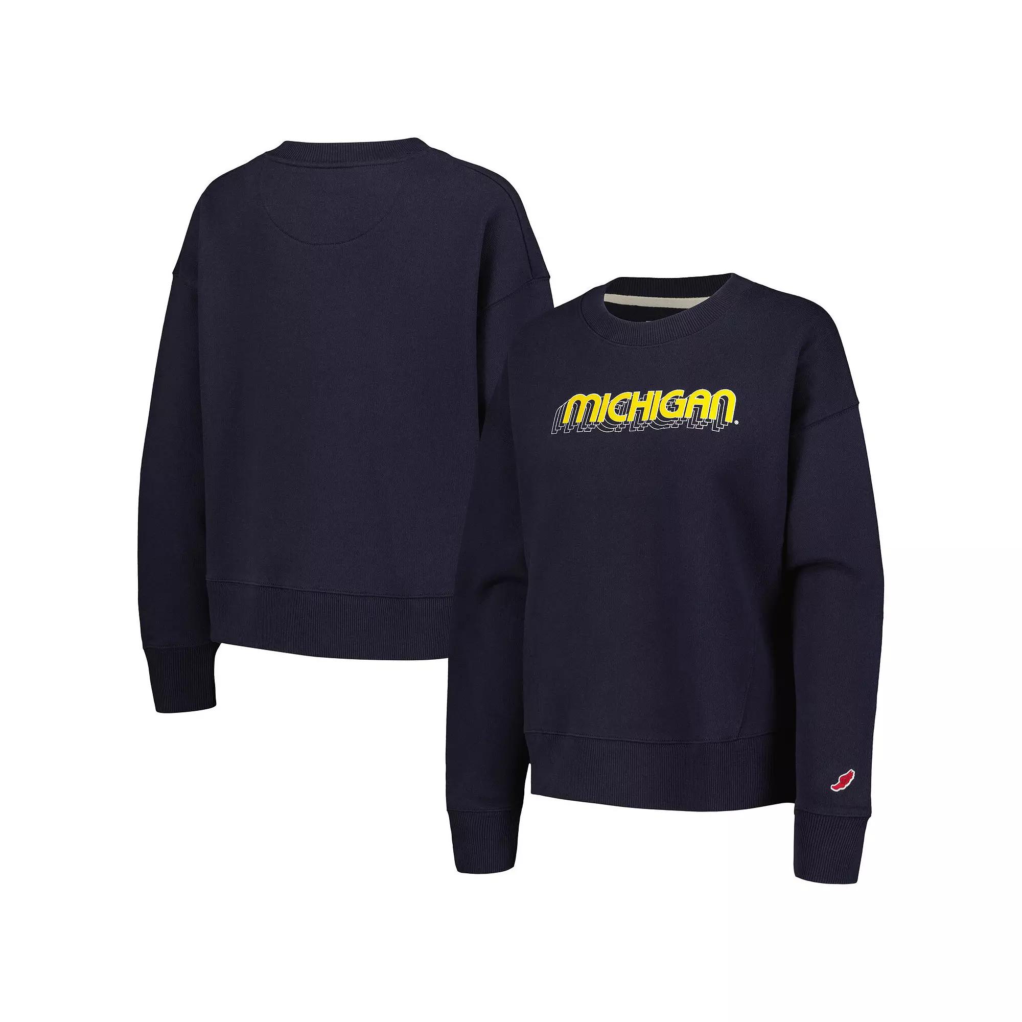 Women's League Collegiate Wear Navy Michigan Wolverines Boxy Pullover Sweatshirt,  Product Image