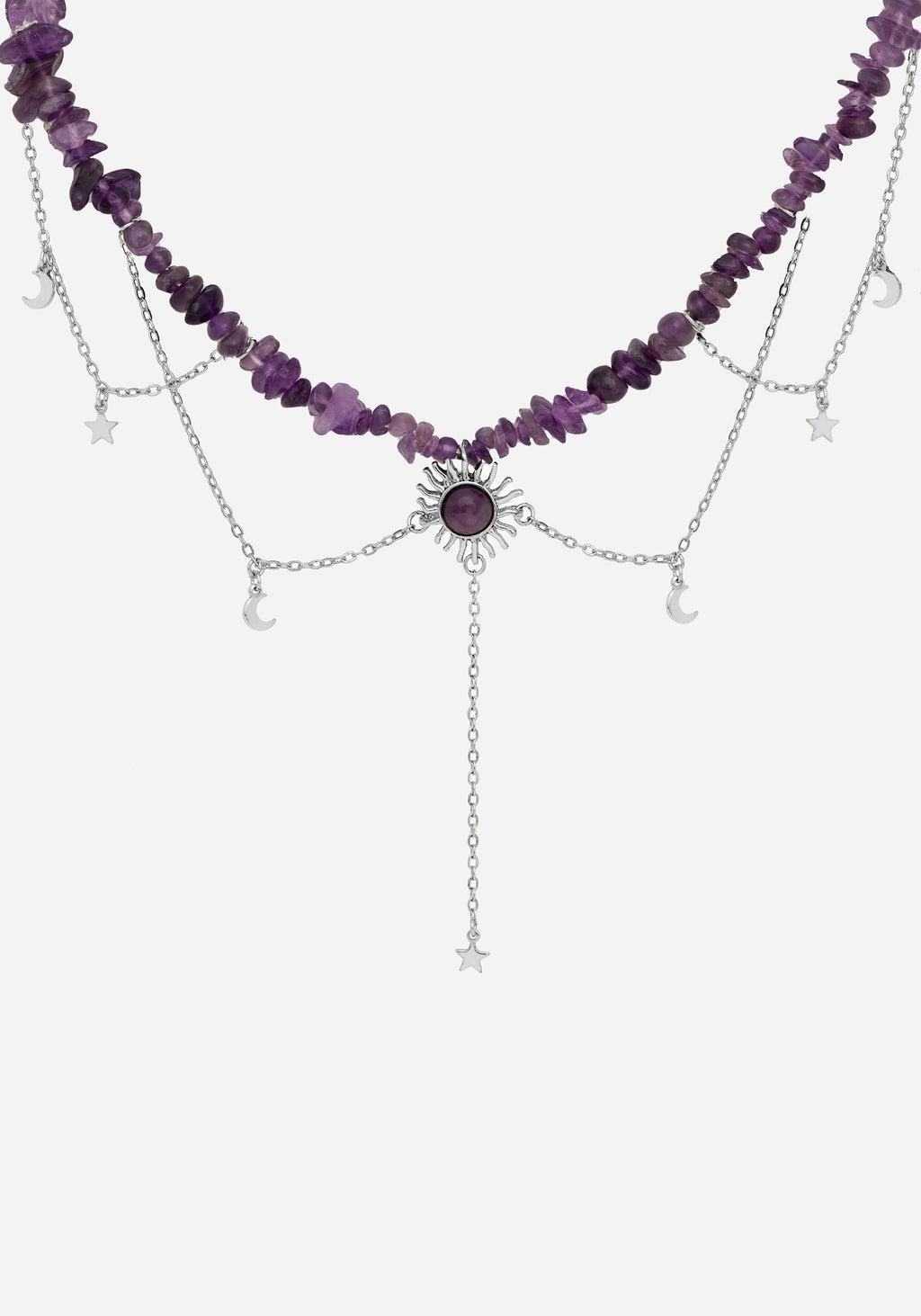 Aurora Gem Choker Necklace - Purple Product Image