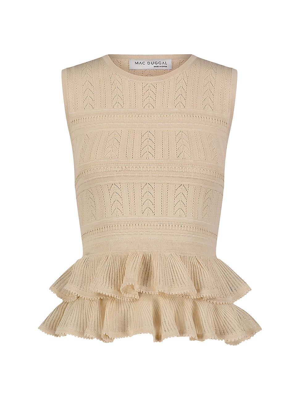 Womens Ruffle High Neck Sleeveless Knit Top Product Image