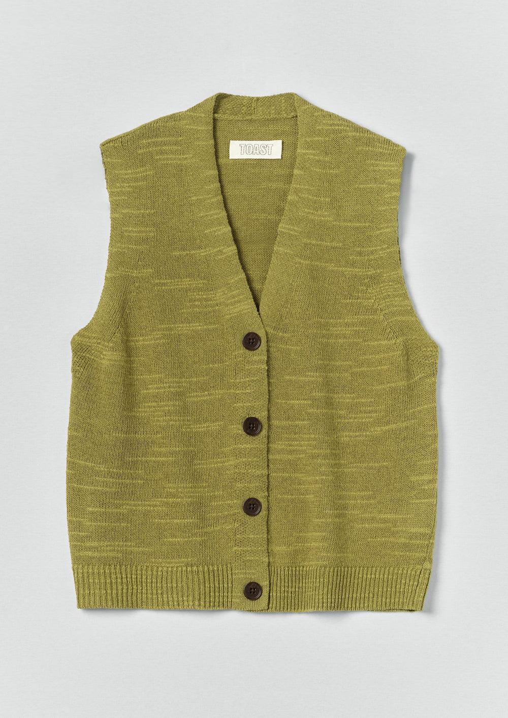 Fine Knitted Linen Cotton Tank | Lime Product Image