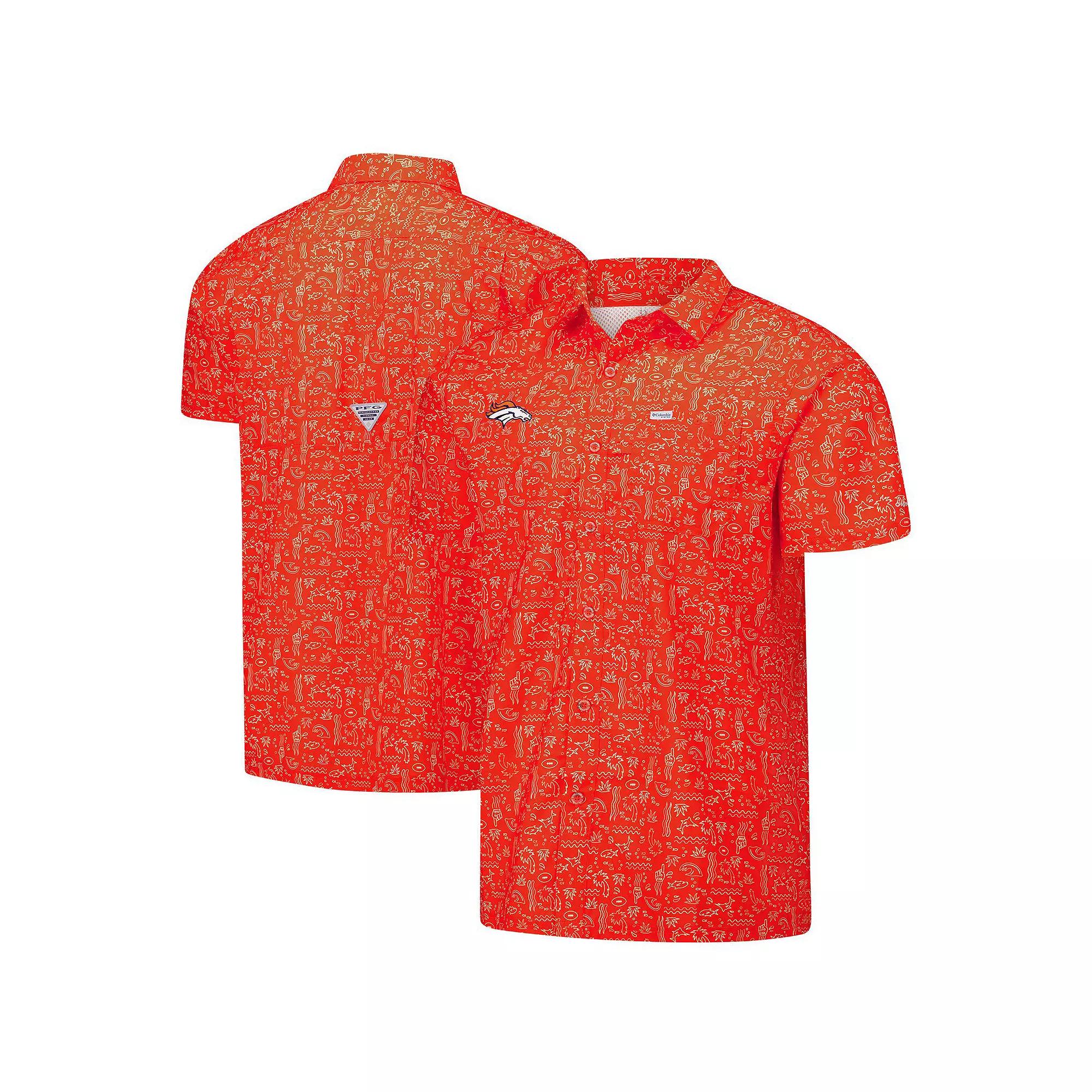 Men's Columbia PFG Orange Denver Broncos Super Slack Tide Omni-Wick Button-Up Shirt,  Product Image