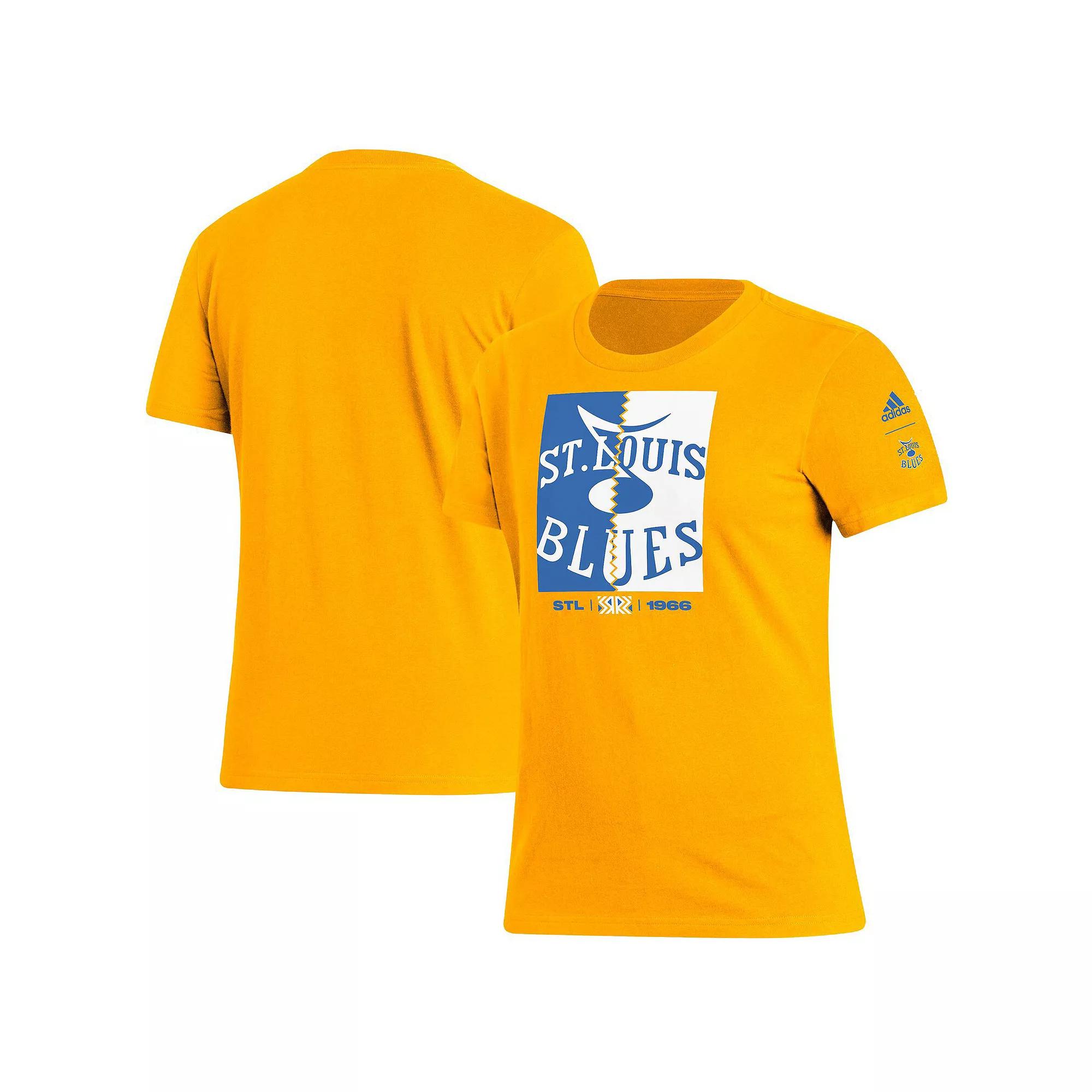 Women's adidas Gold St. Louis Blues Reverse Retro 2.0 Playmaker T-Shirt, Size: Small Product Image