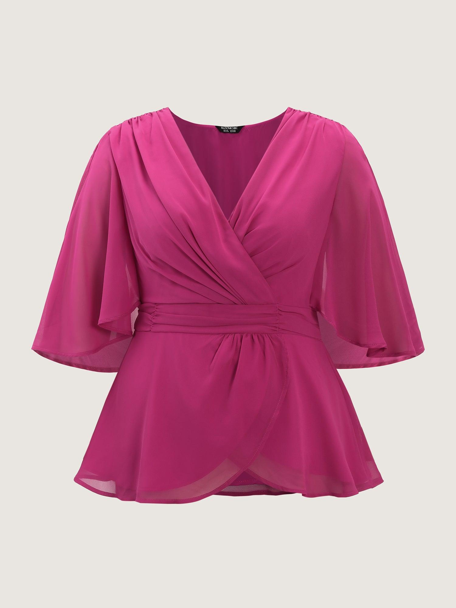 Chiffon Shawl Layered Sheer Blouse Female Product Image
