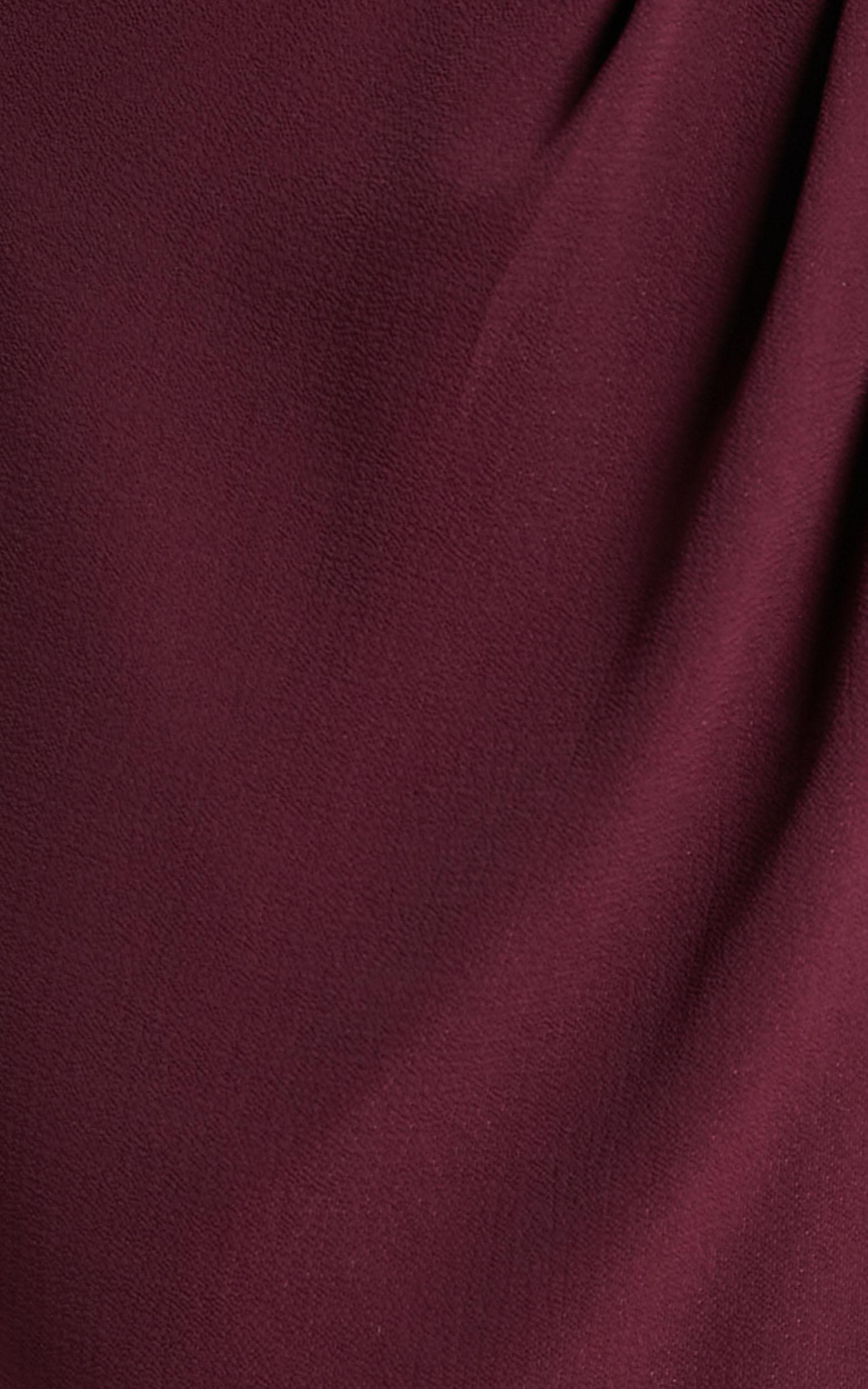 Lucky Day Midi Dress - V Neck Drape Dress in Wine Product Image
