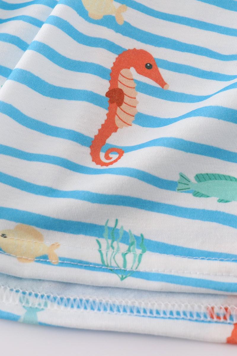 Blue marine creature embroidery dress Product Image