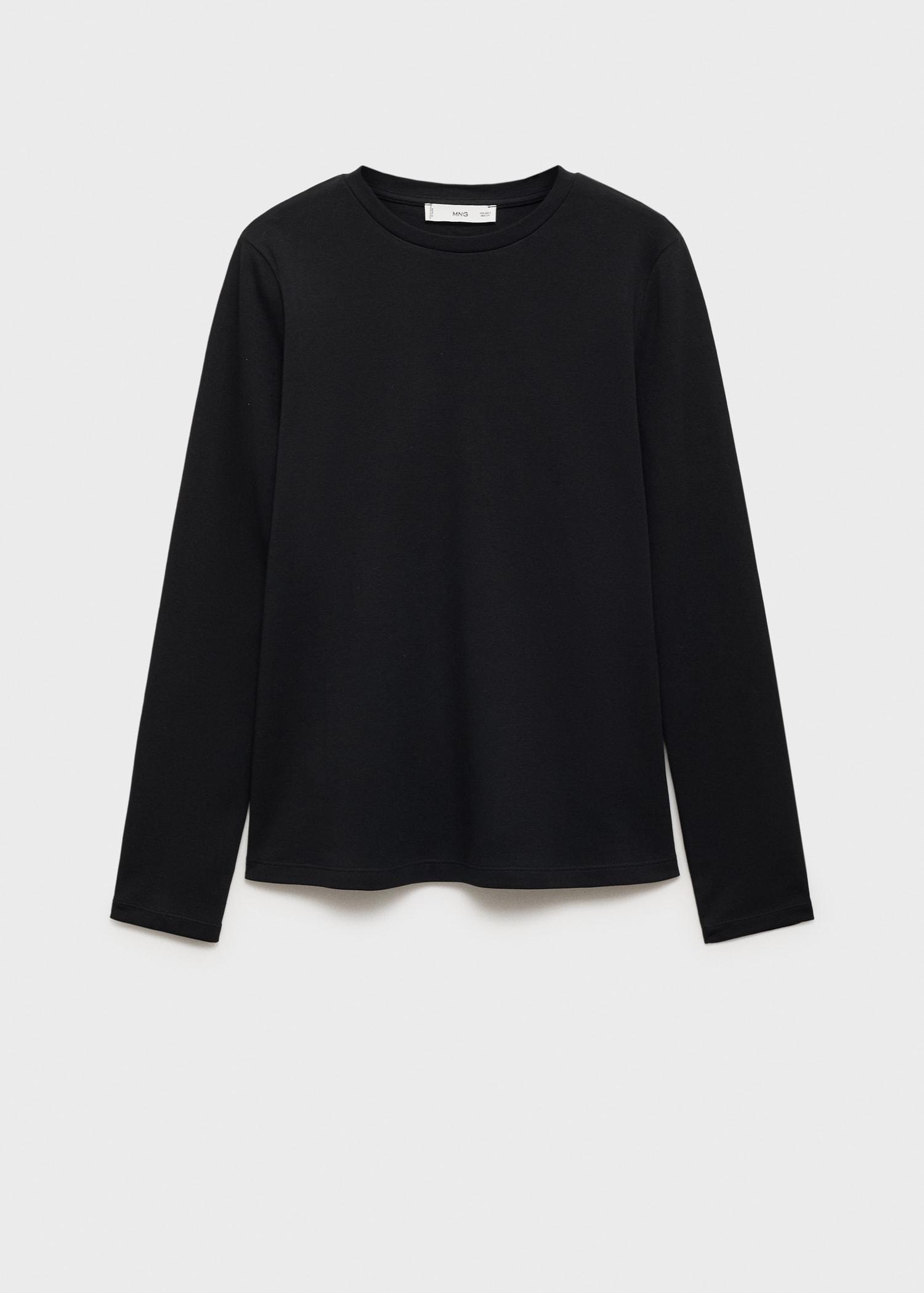 Long sleeve cotton t-shirt - Women | MANGO USA Product Image