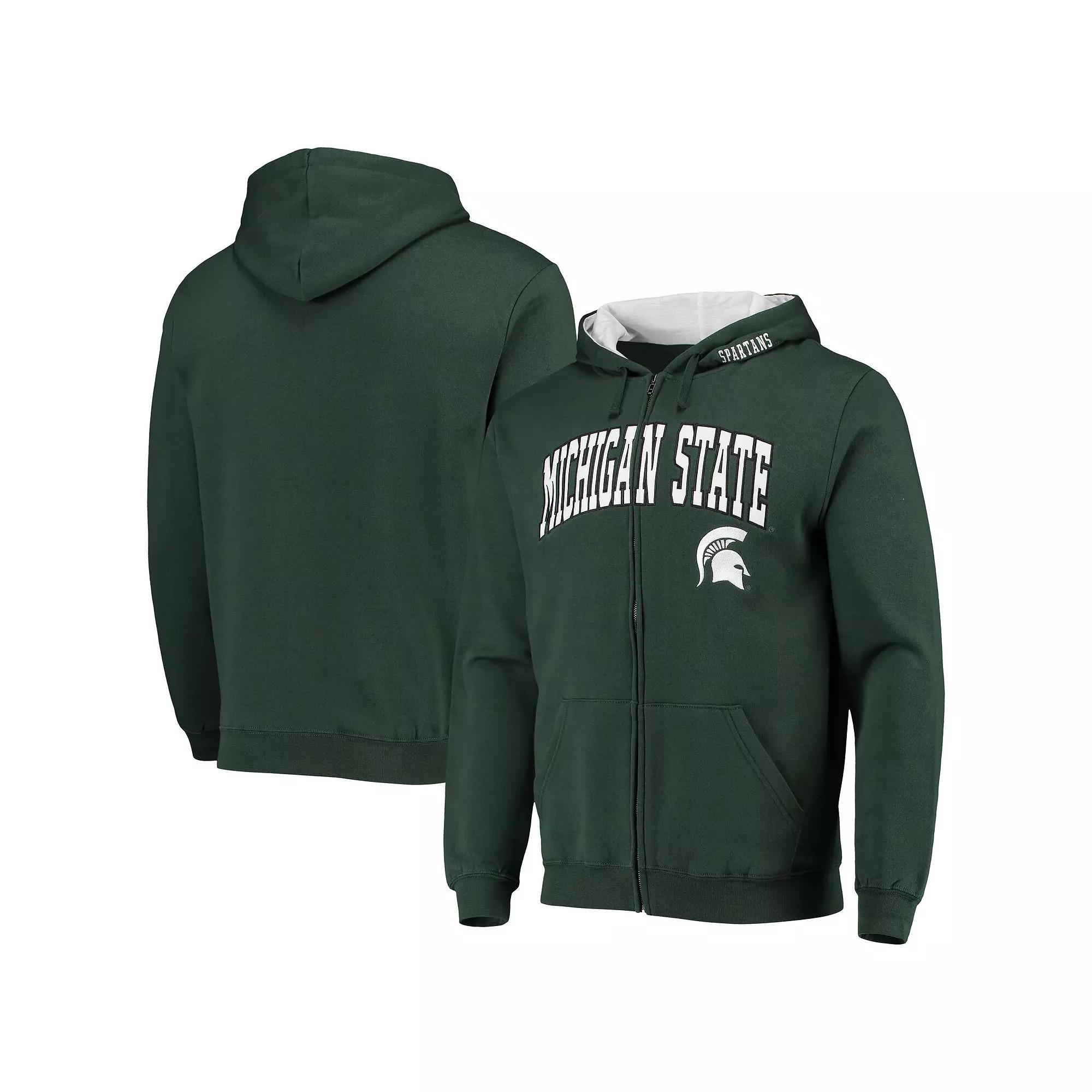 Men's Colosseum Green Michigan State Spartans Arch & Logo 3.0 Full-Zip Hoodie,  Product Image