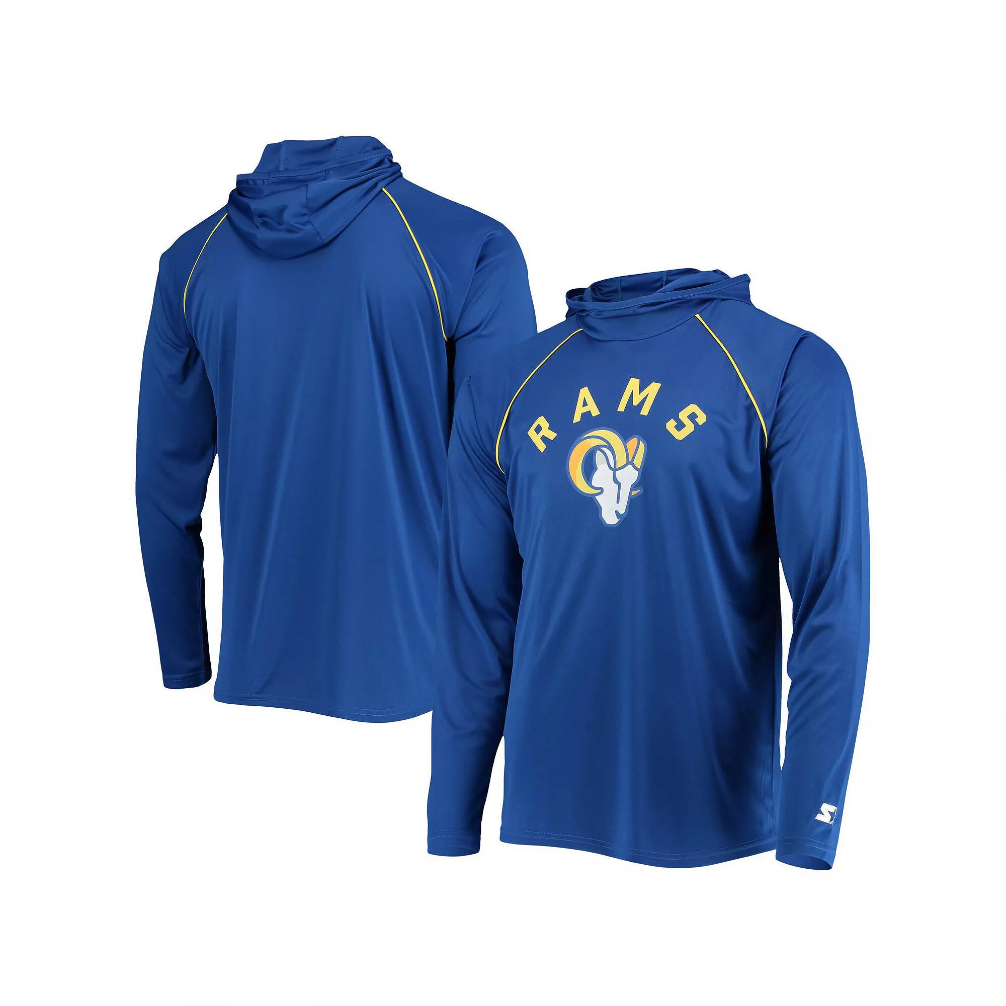 Men's Starter Royal Los Angeles Rams Raglan Long Sleeve Hoodie T-Shirt,  Product Image