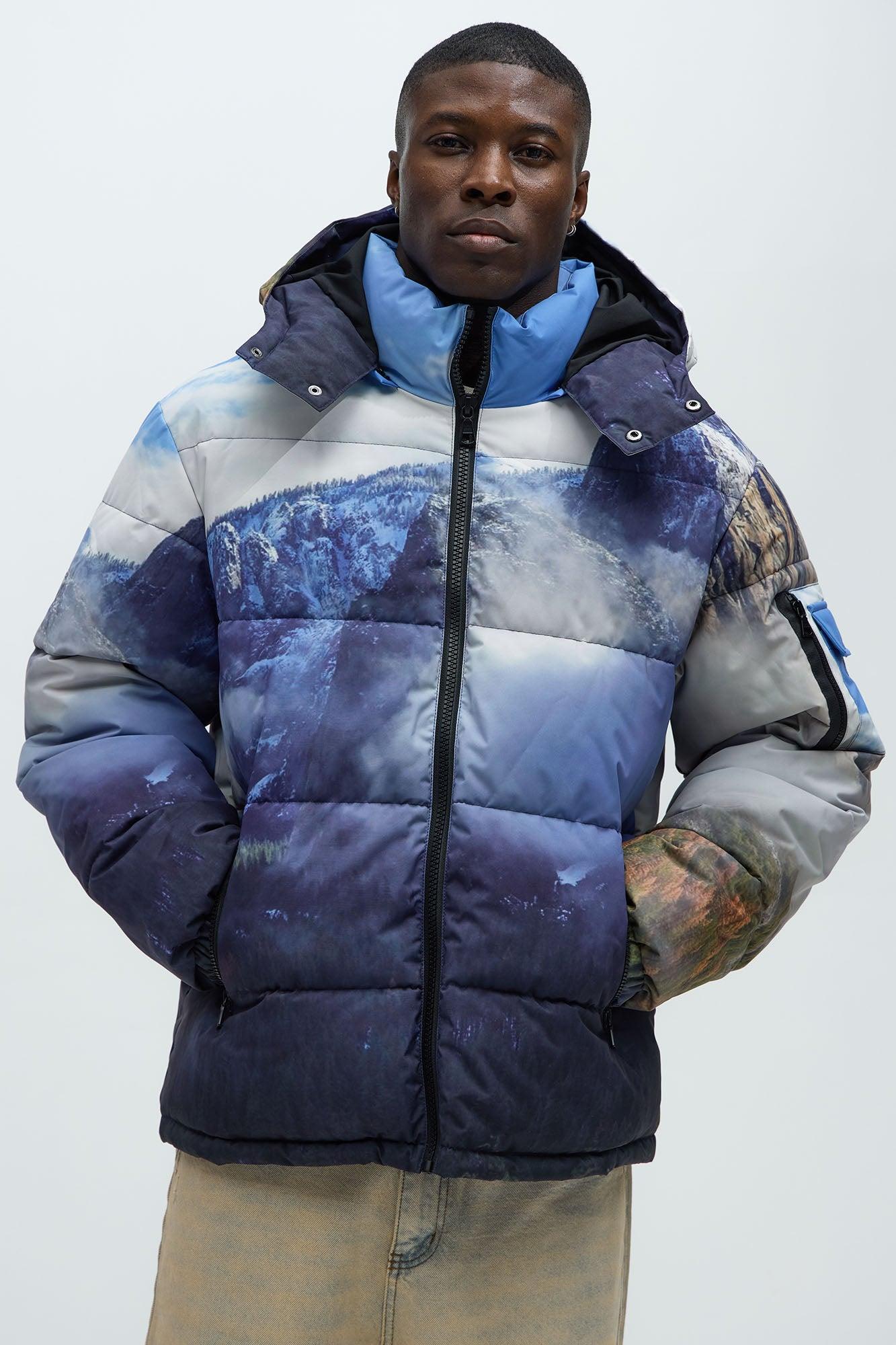 Big Sky Hooded Puffer Jacket - Blue/combo Male Product Image