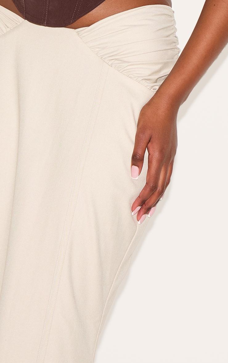 Stone Woven Ruched Waist Detail Maxi Skirt Product Image