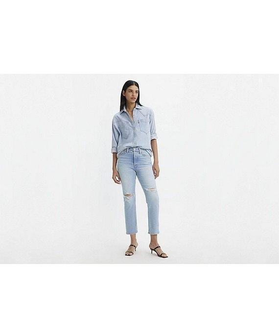 Levi's® Wedgie High Rise Straight Leg Distressed Jeans Product Image