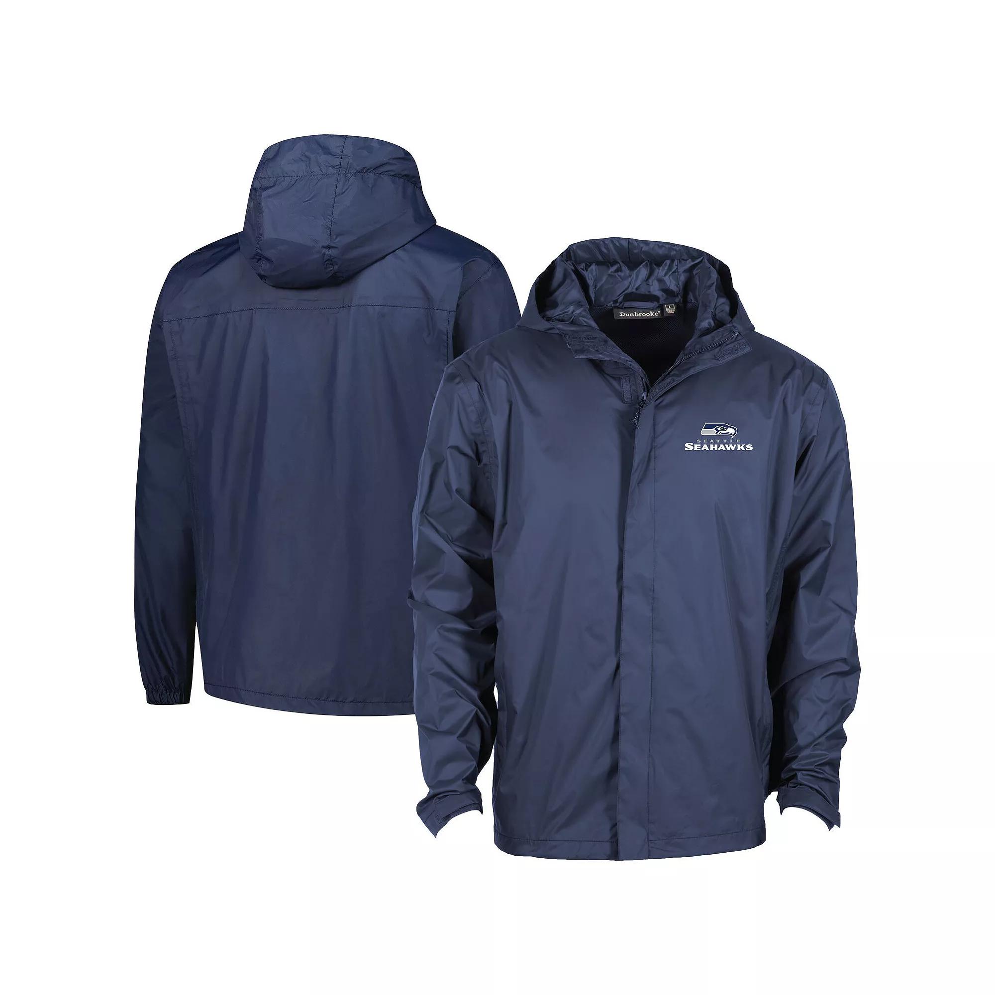 Men's Dunbrooke Navy Seattle Seahawks Tropic Waterproof Packable Full-Zip Hoodie Jacket, Size: 2XL, Blue Product Image