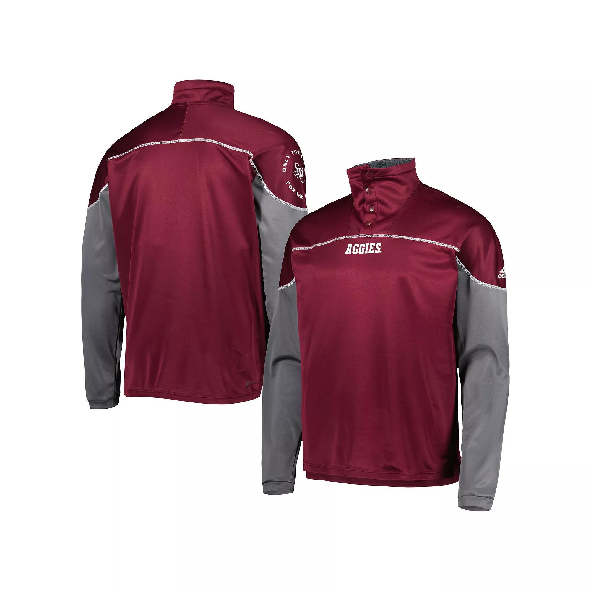 Men's adidas Maroon Texas A&M Aggies AEROREADY Knit Quarter-Snap Jacket,  Product Image