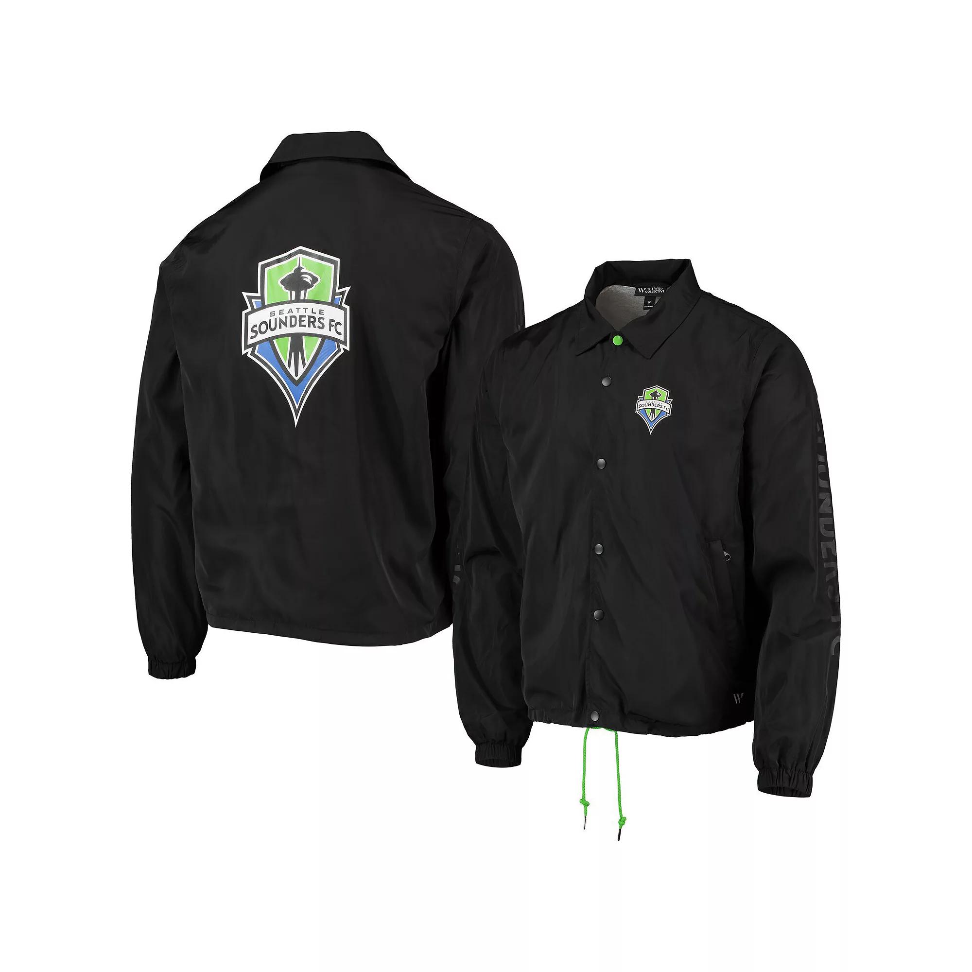 Men's The Wild Collective Black Seattle Sounders FC Coaches Full-Snap Jacket,  Product Image
