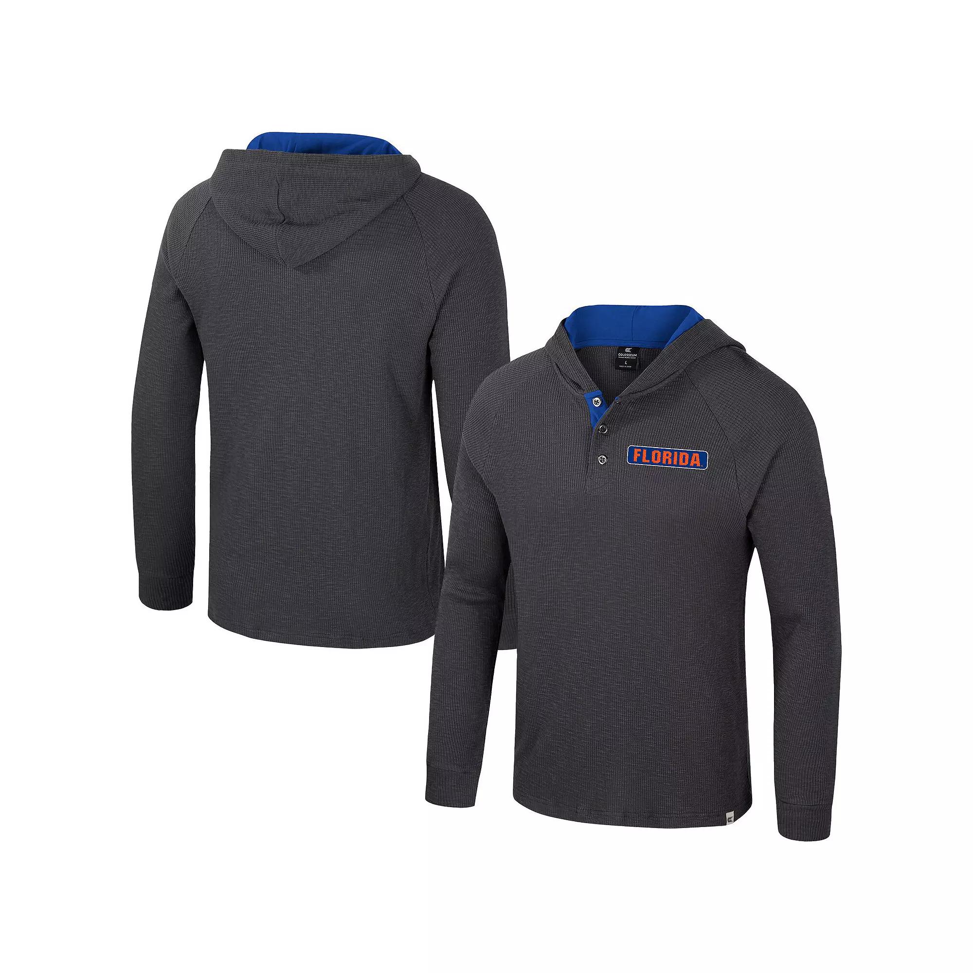 Men's Colosseum Charcoal Florida Gators Dujour Ralgan Long Sleeve Henley Hoodie T-Shirt,  Product Image