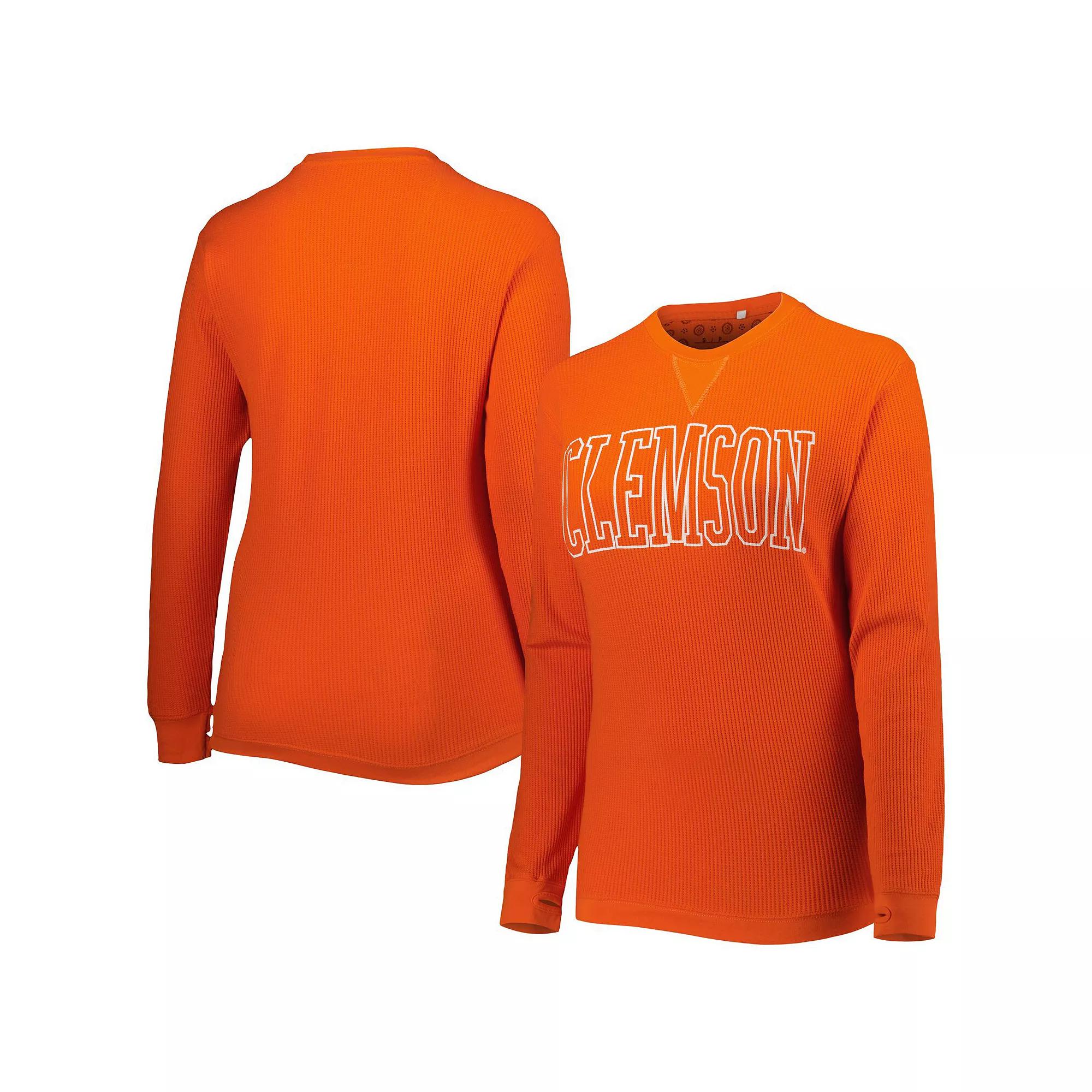 Women's Pressbox Orange Clemson Tigers Surf Plus Size Southlawn Waffle-Knit Thermal Tri-Blend Long Sleeve T-Shirt, Size: Medium Product Image
