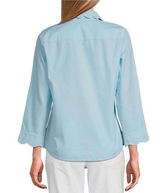 Foxcroft Gwen Point Collar 3/4 Sleeve Soft Cotton Shirt Product Image