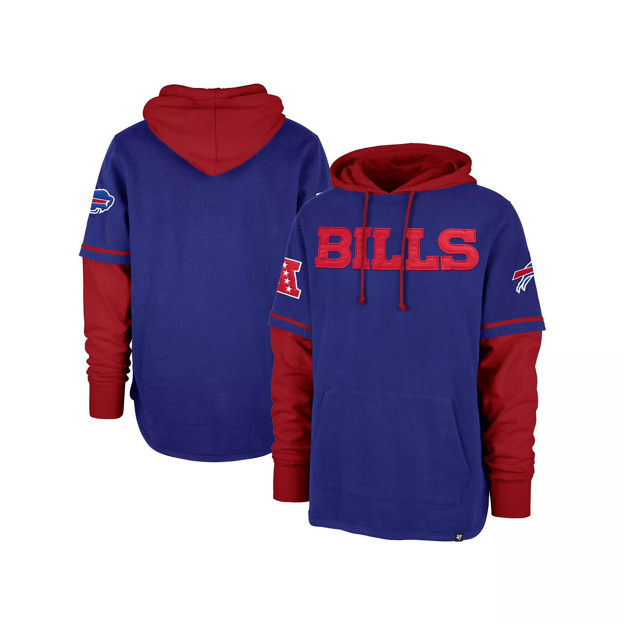 Men's '47 Royal Buffalo Bills Shortstop Pullover Hoodie, Size: Large, Blue Product Image