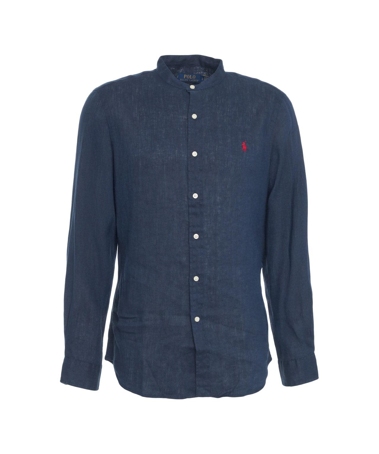 Linen shirt with logo embroidery Product Image