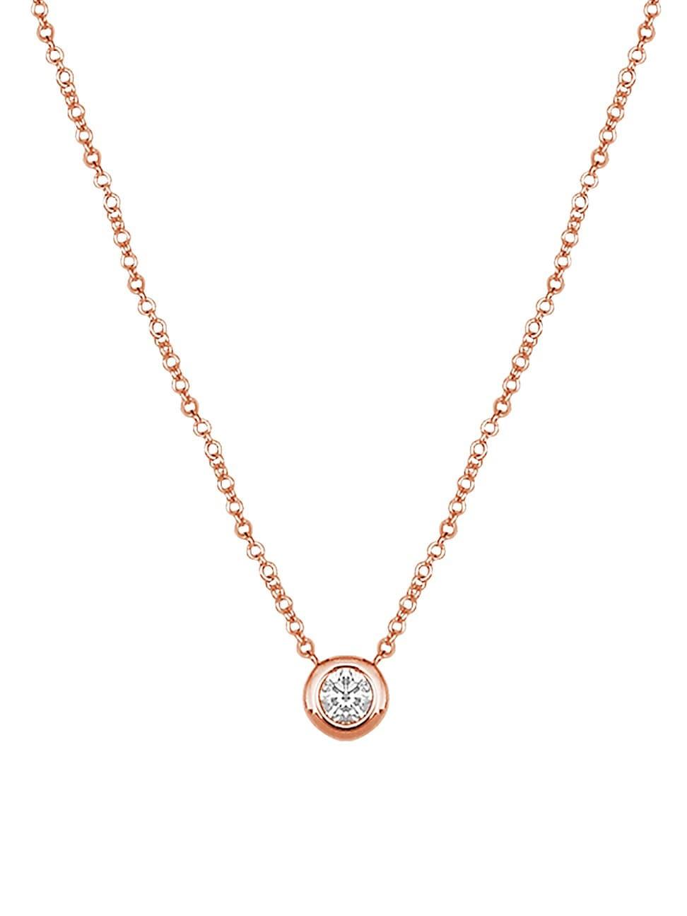 Womens Magic Touch 18K Rose Gold & Diamond Round Pendant Necklace Product Image
