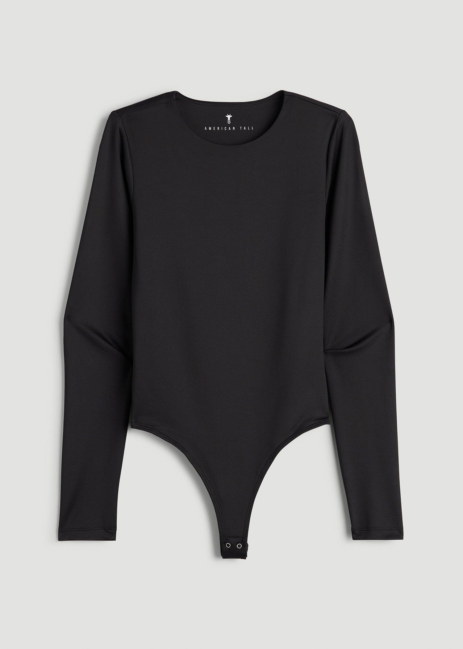 Long Sleeve Bodysuit for Tall Women in Black Female Product Image