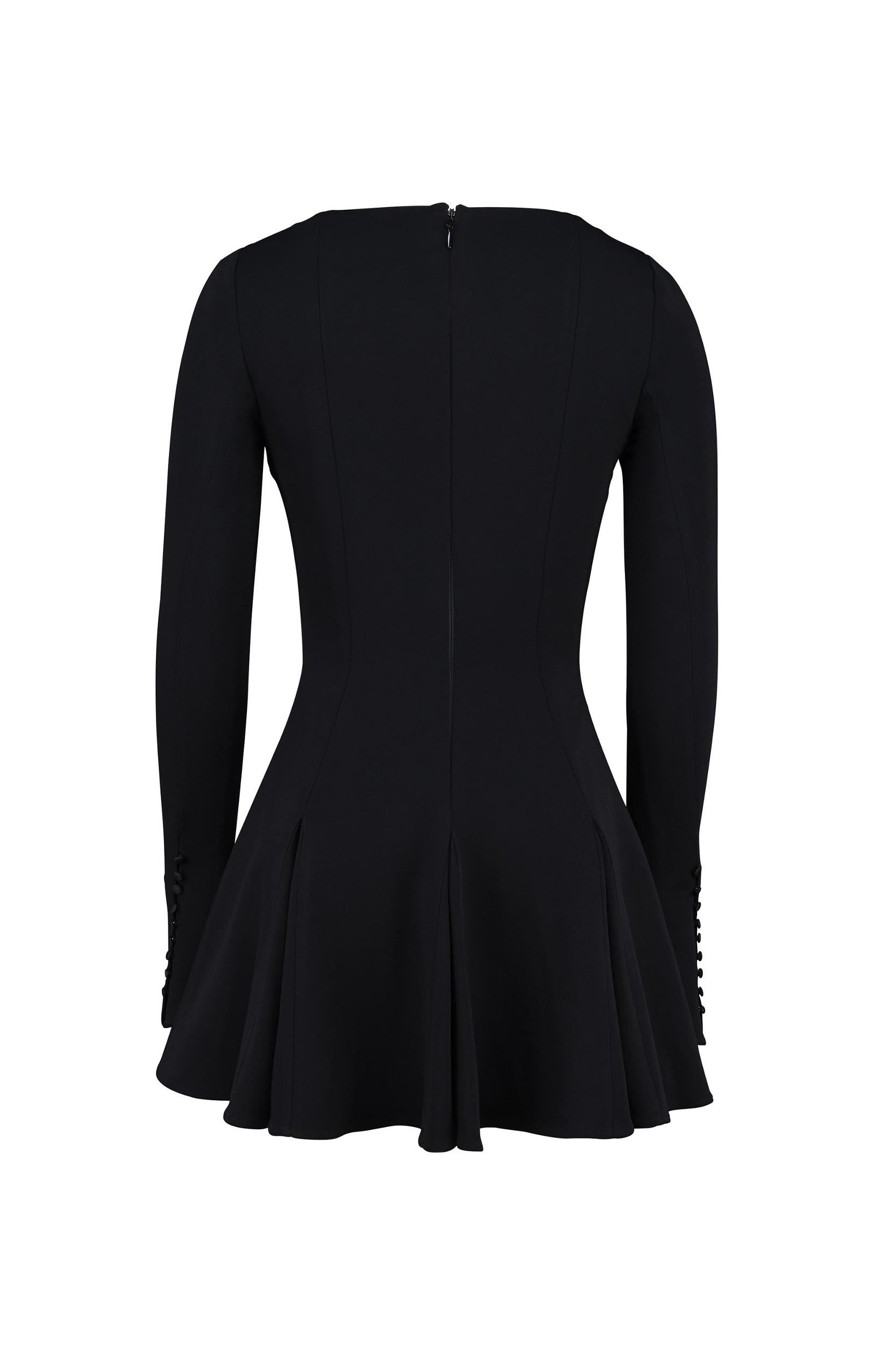 Francesca  black stretch crepe godet mini dress Product Image