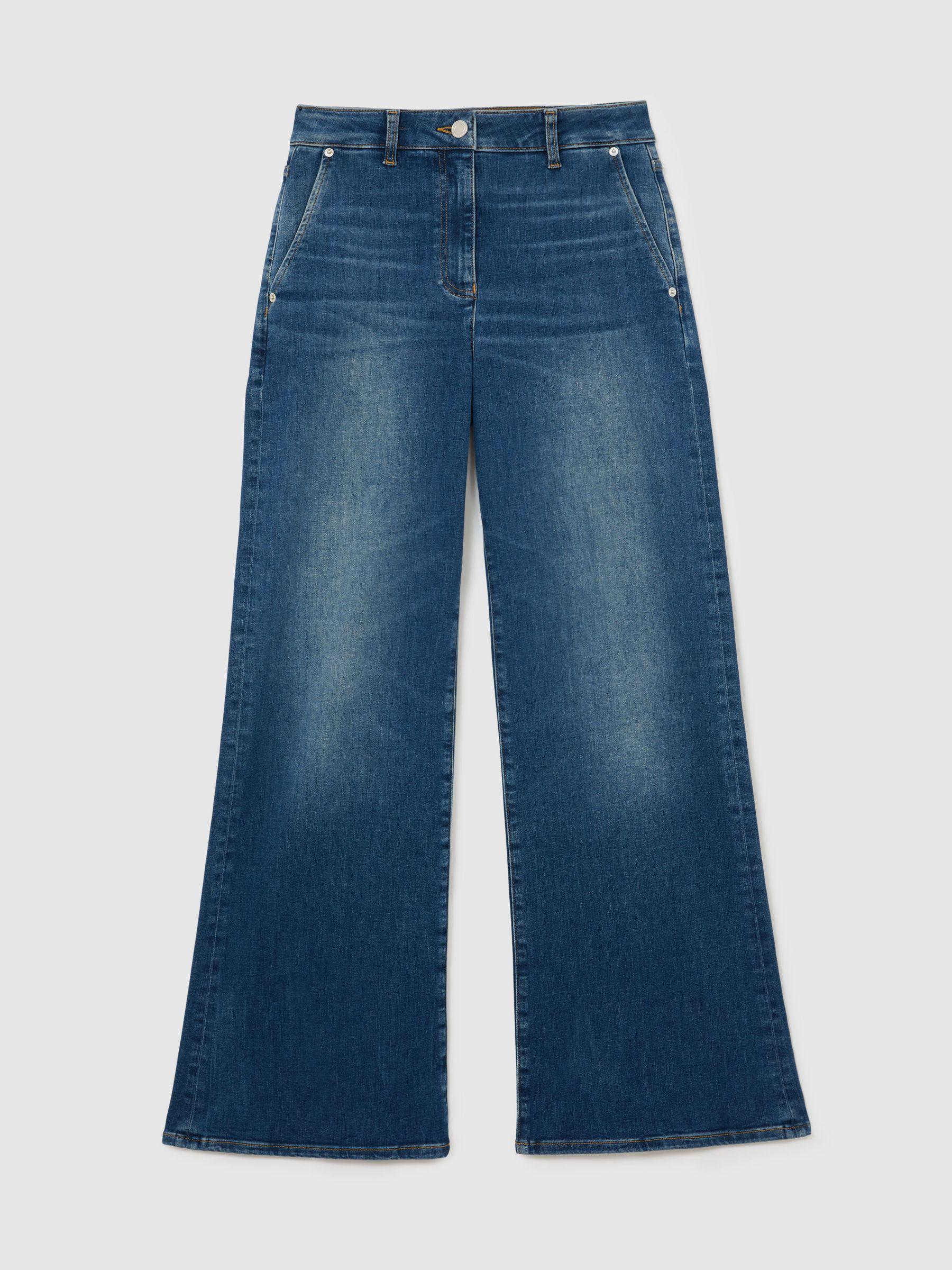 Wide-Leg Jeans in Mid Blue Product Image