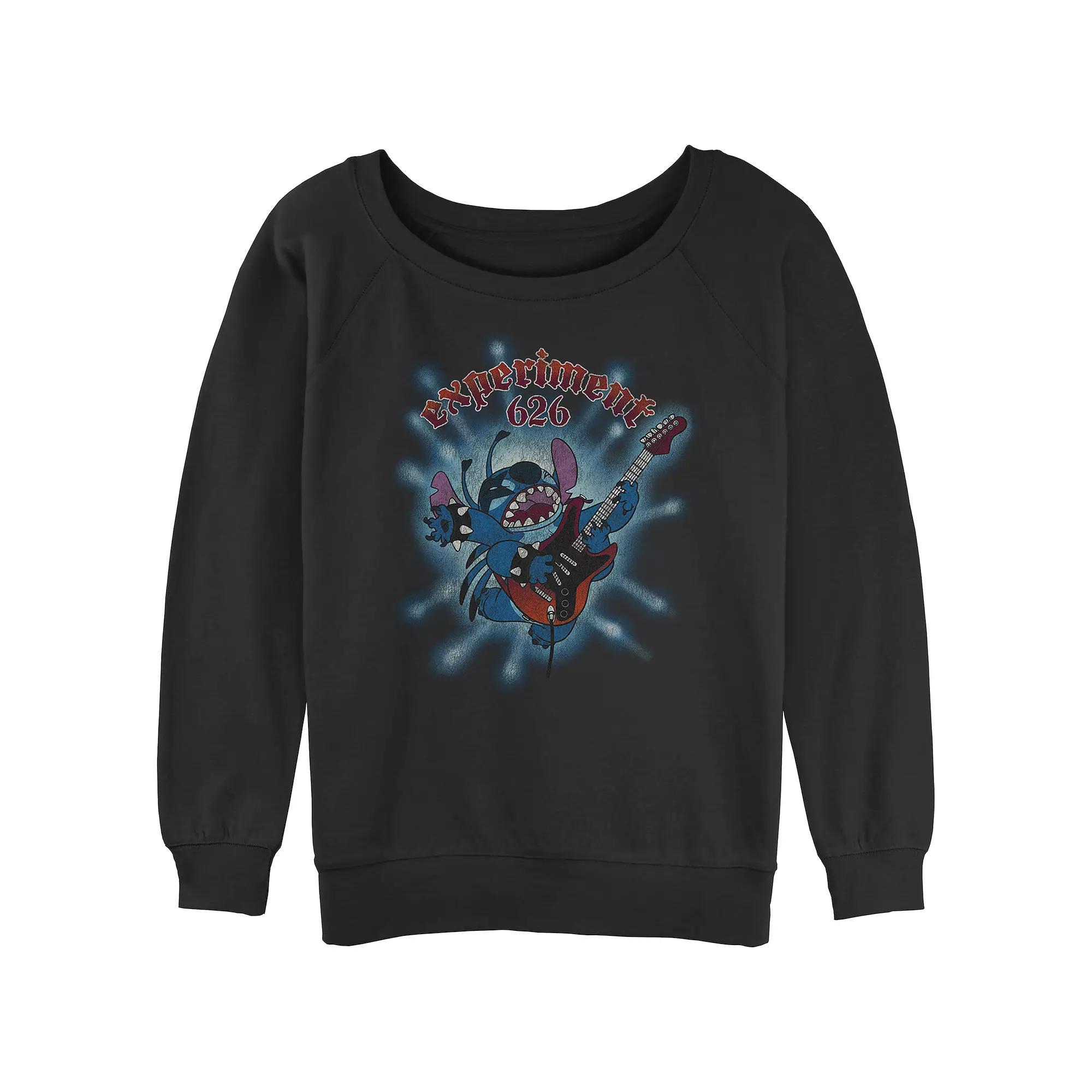 Disney's Lilo & Stitch Juniors' Rocker Stitch Slouchy Terry Graphic Pullover, Girl's, Size: Small, Black Product Image