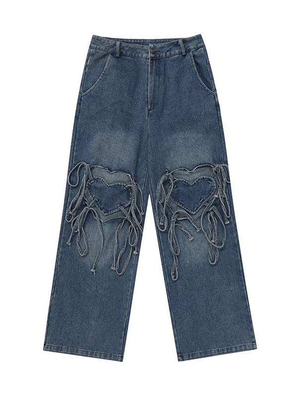 High-Waisted Straps For A Loose Fit Ripped Jeans Product Image