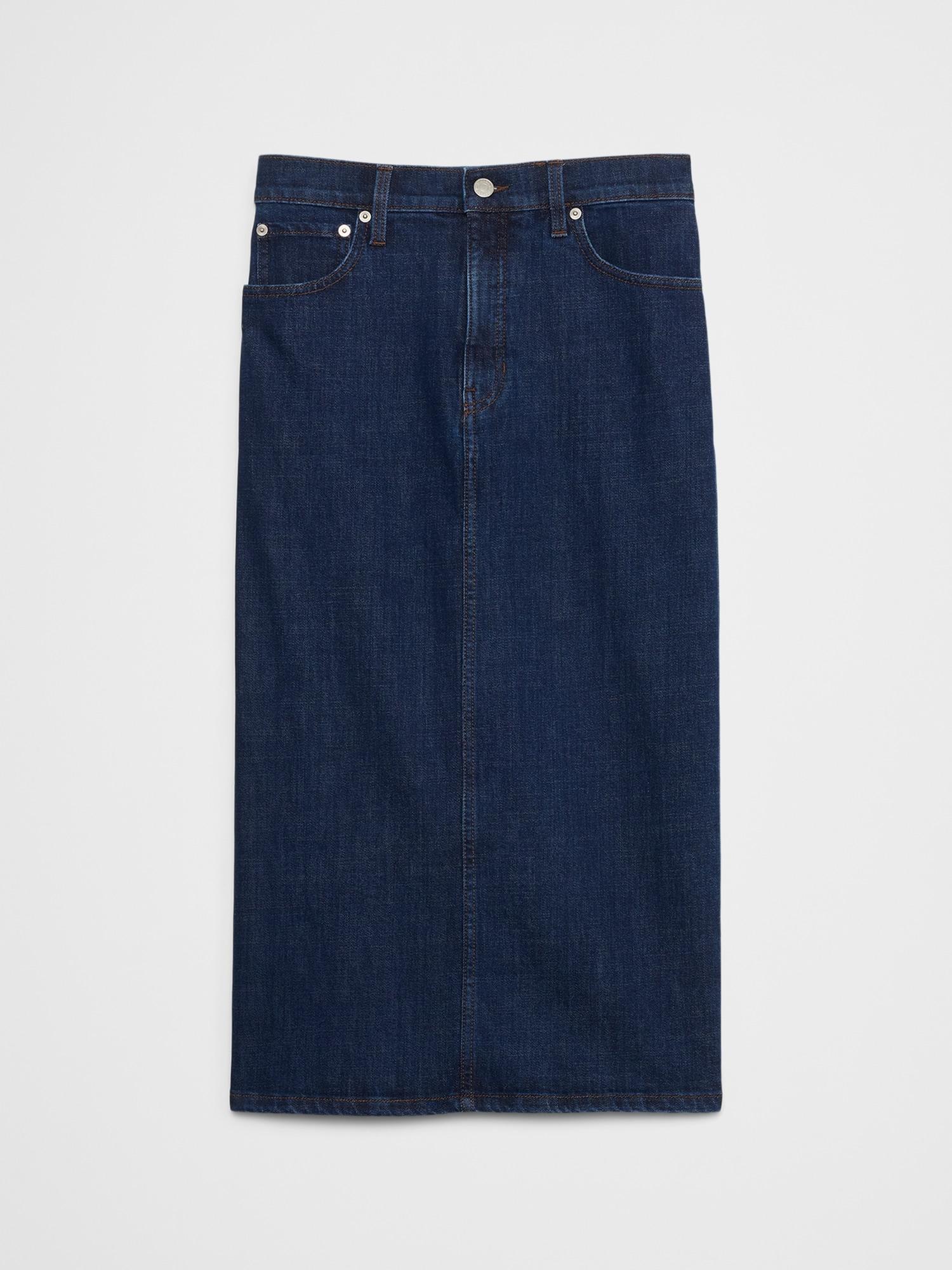 Denim Midi Pencil Skirt Product Image