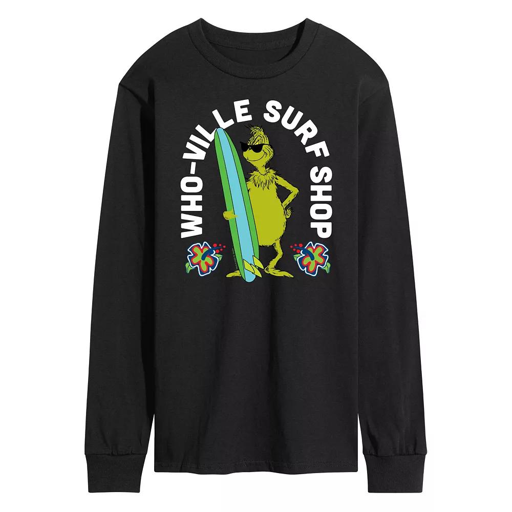 Men's Dr. Seuss The Grinch Whoville Surf Shop Long Sleeve Graphic Tee,  Product Image