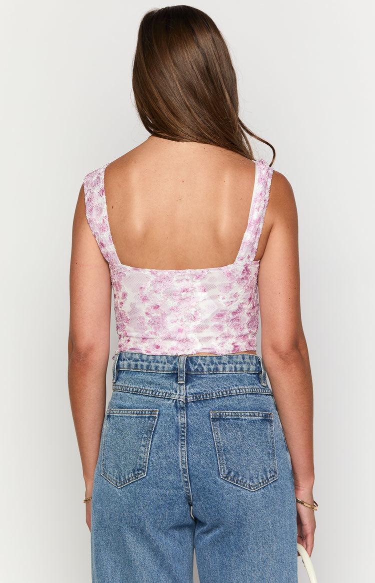 Vida Pink Lace Bow Top Baby Girls Product Image