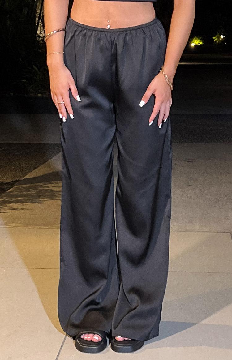 Bridget Black Satin Pants Product Image